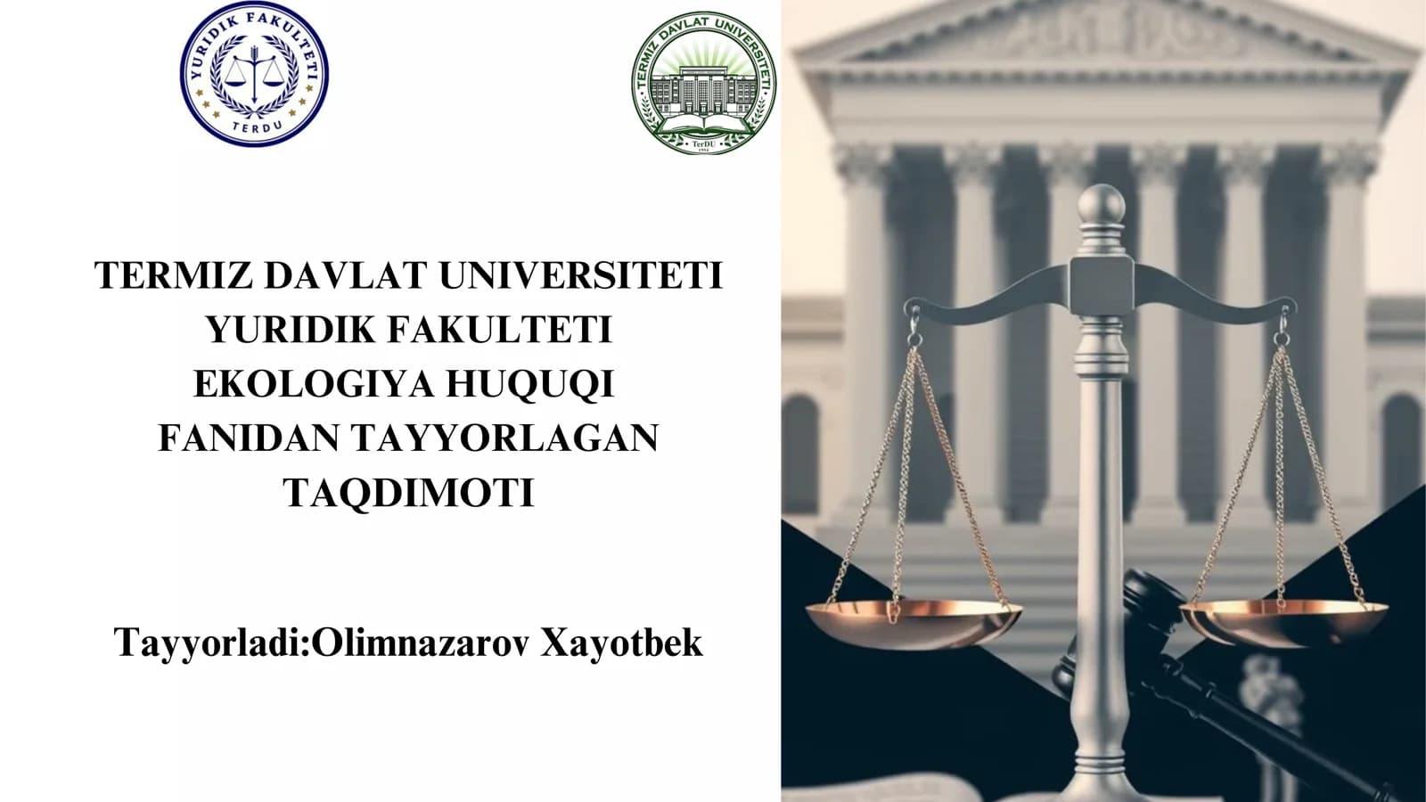 O'ZBEKISTON RESPUBLIKASINING EKOLOGIYA VA ATROF MUHITNI MUHOFAZA QILISH SOHASIDAGI HALQARO HAMKORLIGI