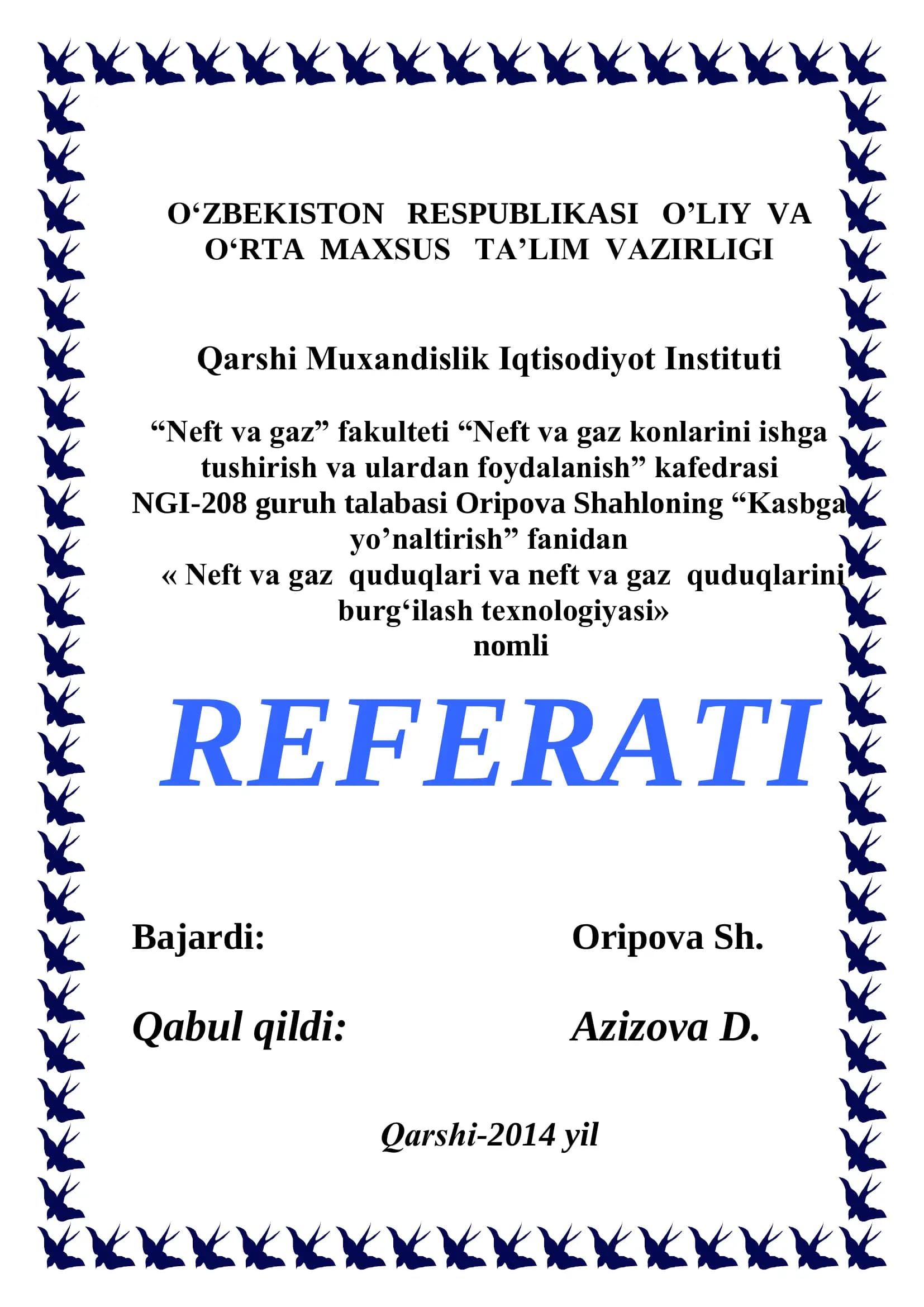 Nеft vа gаz quduqlаri va nеft vа gаz quduqlаrini burg‘ilаsh tеxnоlоgiyasi
