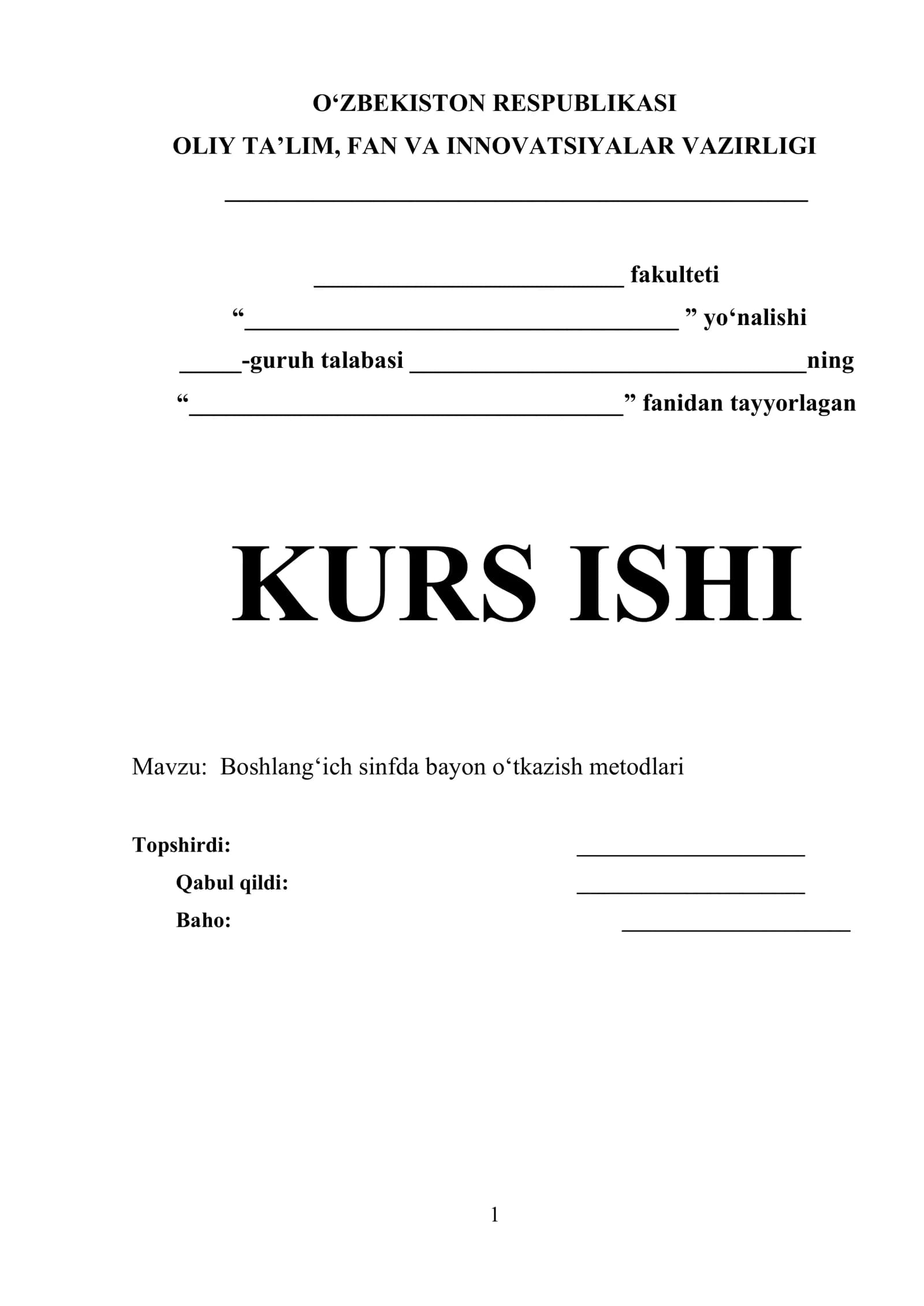 Boshlang‘ich sinfda bayon o‘tkazish metodlari