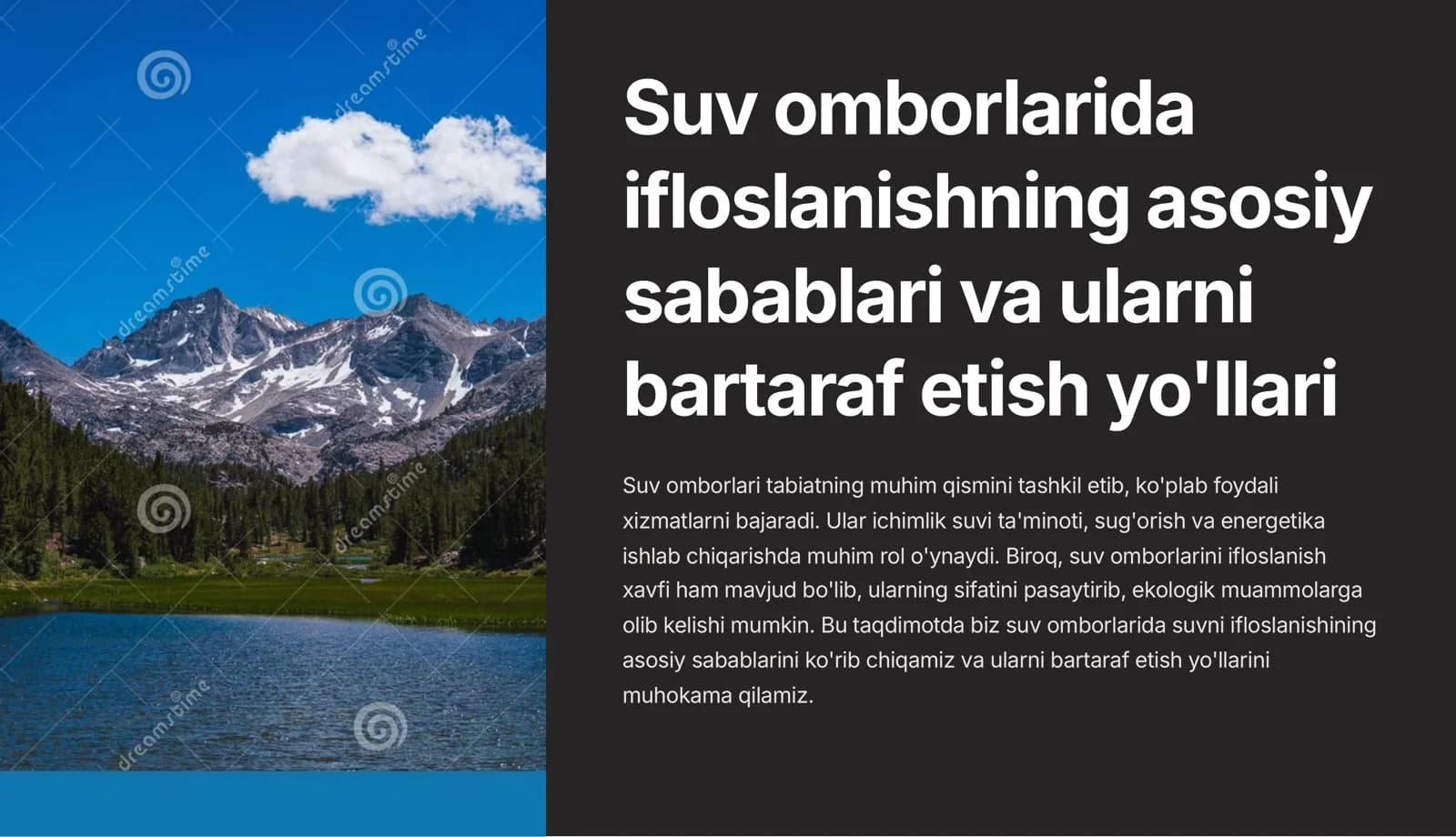Suv omborlarida ifloslanishning asosiy sabablari va ularni bartaraf etish yo'llari