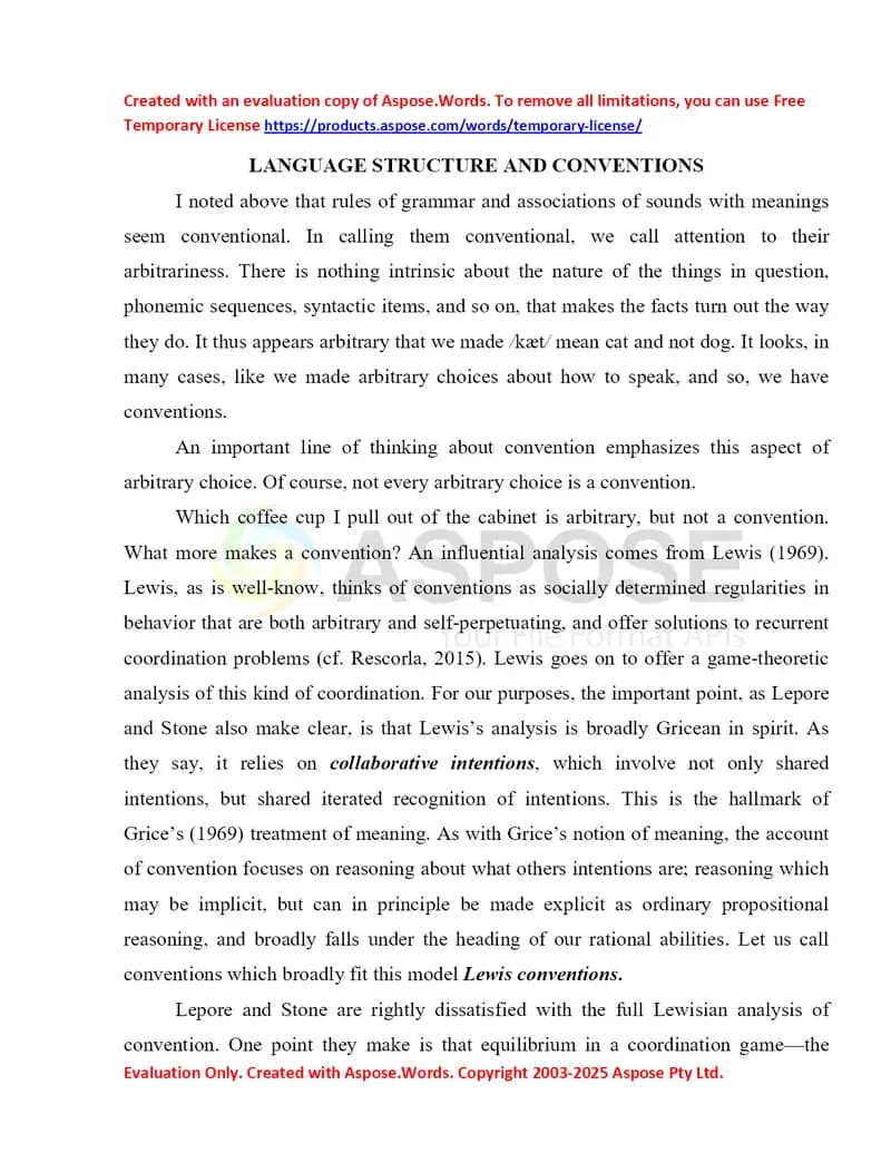 Language Structure and Conventions