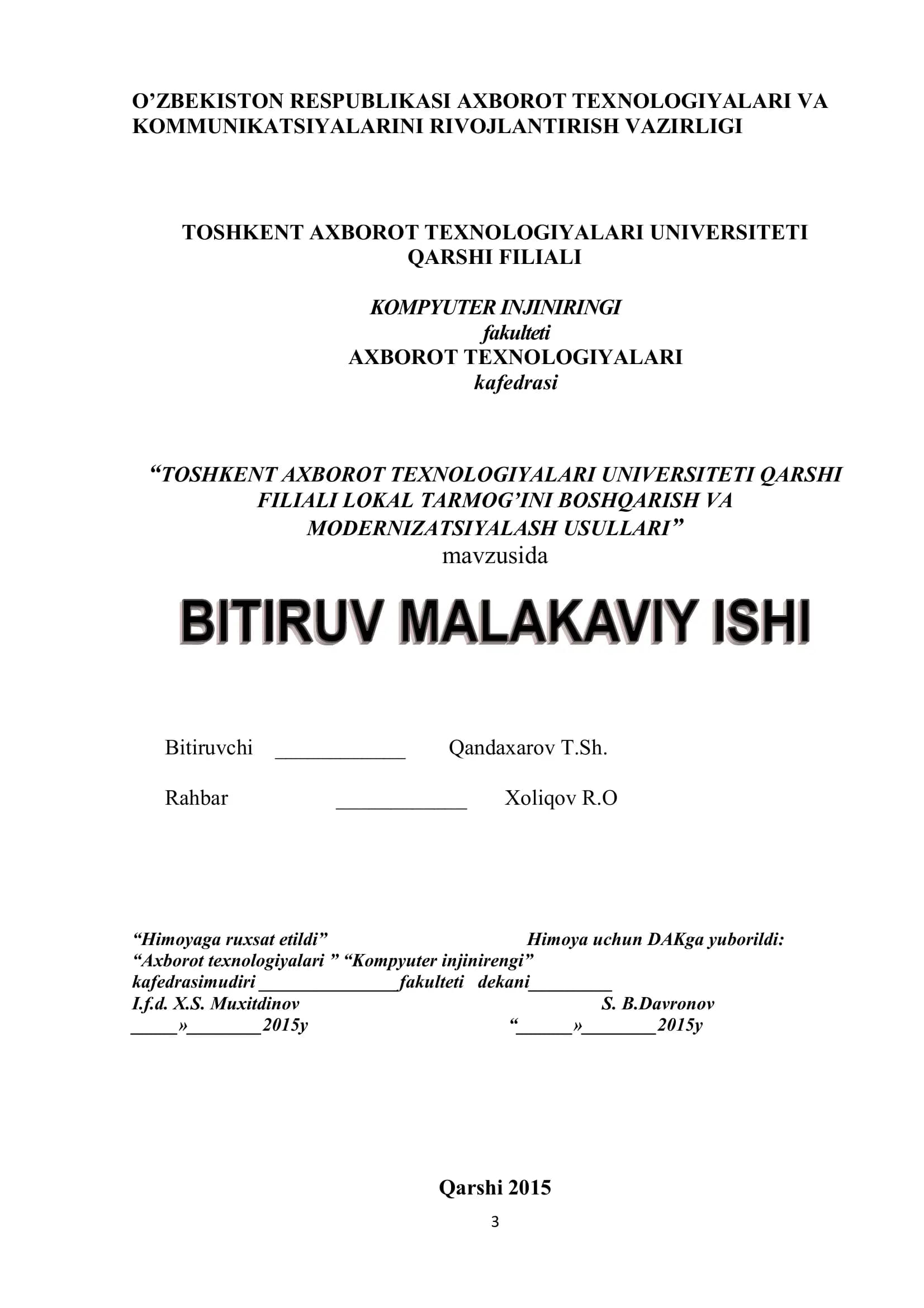 Lokal tarmoqni boshqarish va modernizatsiyalash usullari