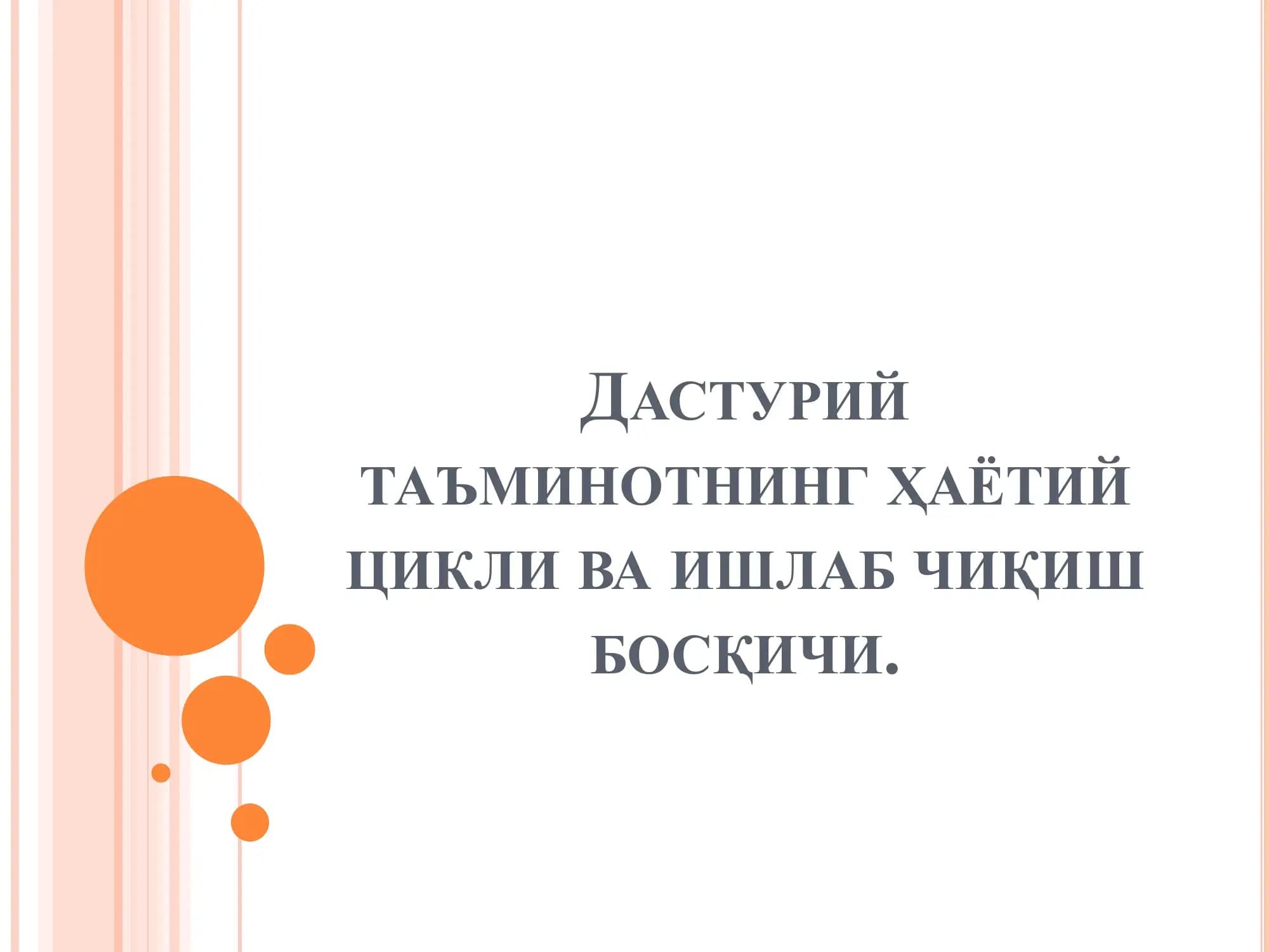 ДАСТУРИЙ ТАЪМИНОТНИНГ ҲАЁТИЙ ЦИКЛИ