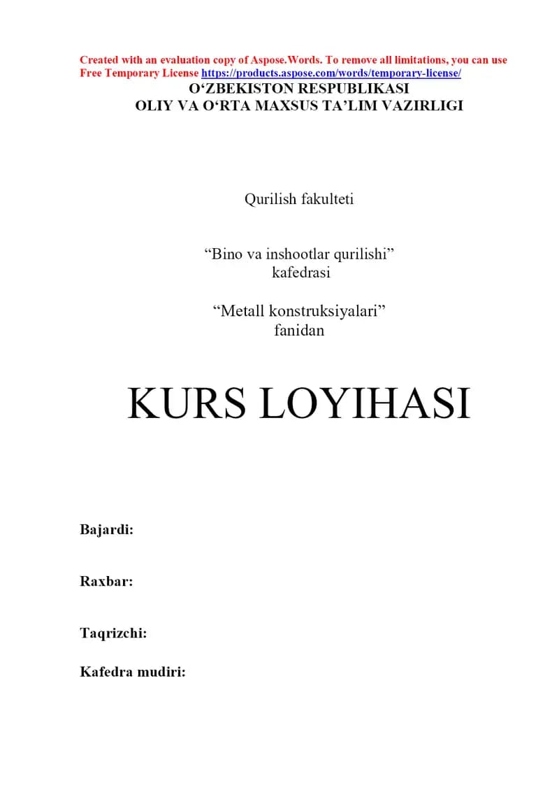 To‘sinlar kurs ishi