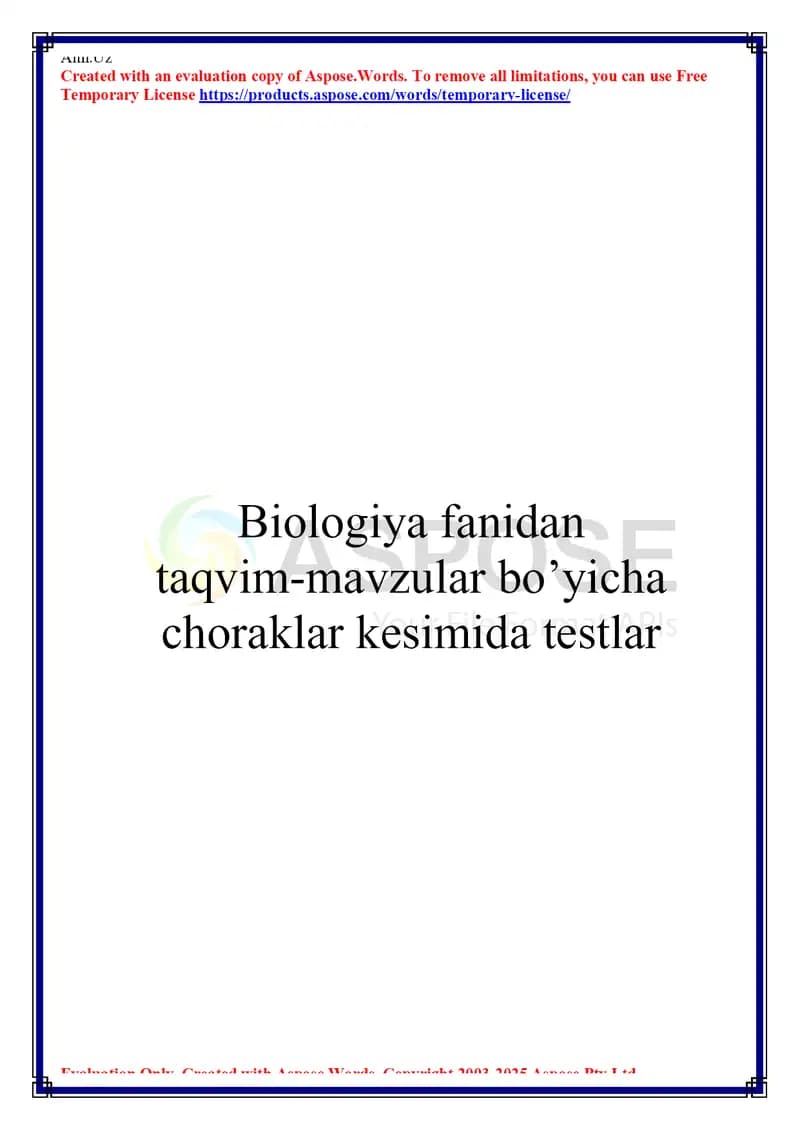 Botanika fanidan test 5- sinf