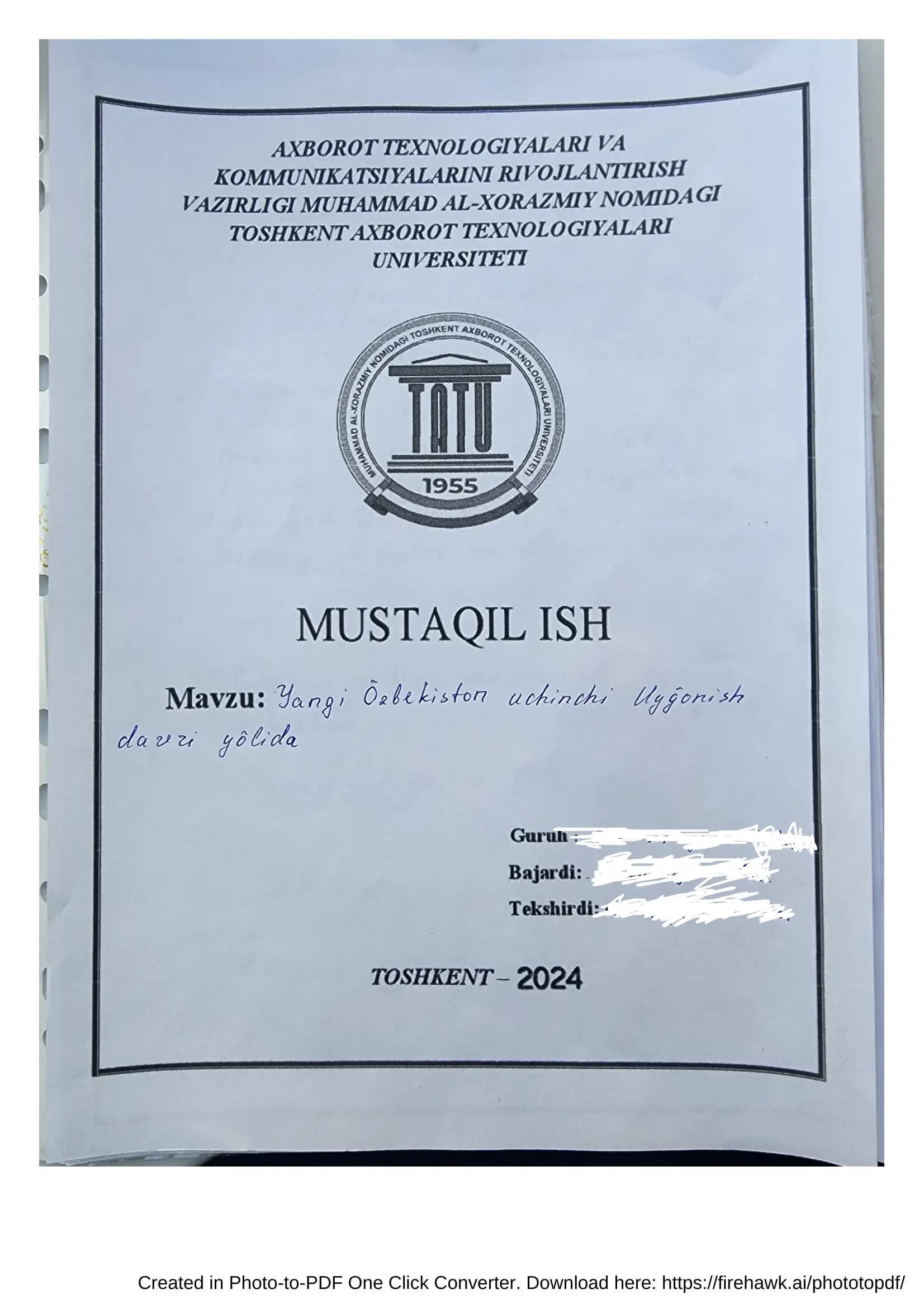 Yangi O'zbekiston uchinchi uygo'nish davri yo'lida