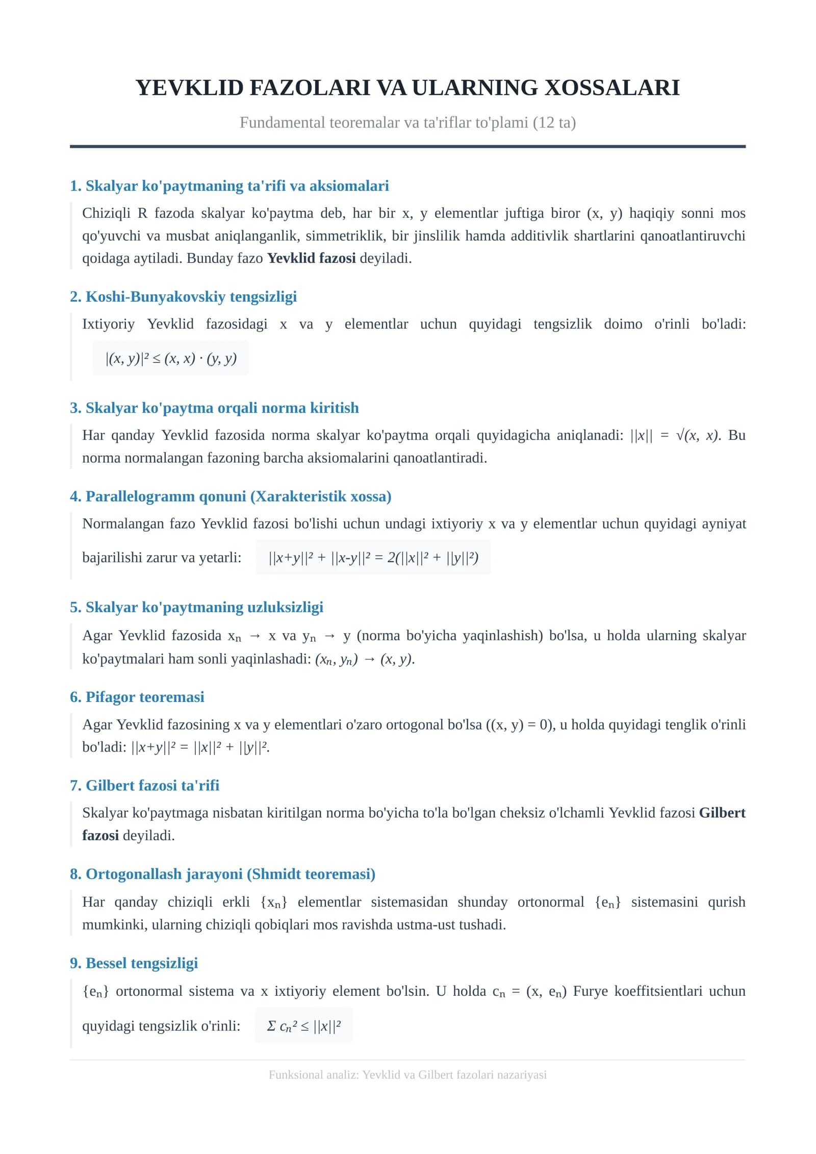 YEVKLID FAZOLARI VA ULARNING XOSSALARI