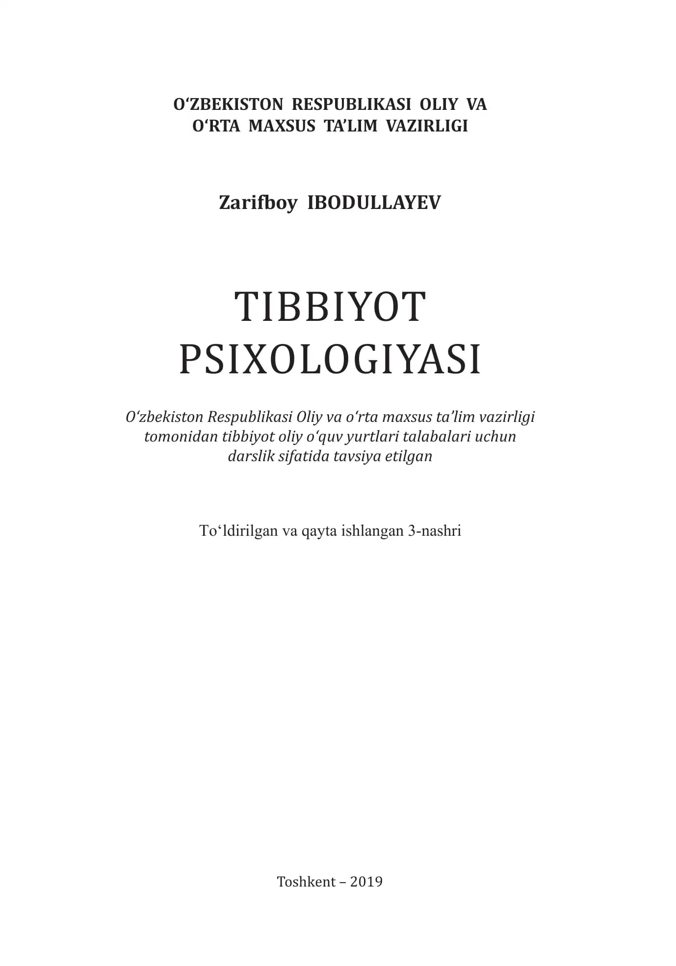 Tibbiyot Psixologiyasi