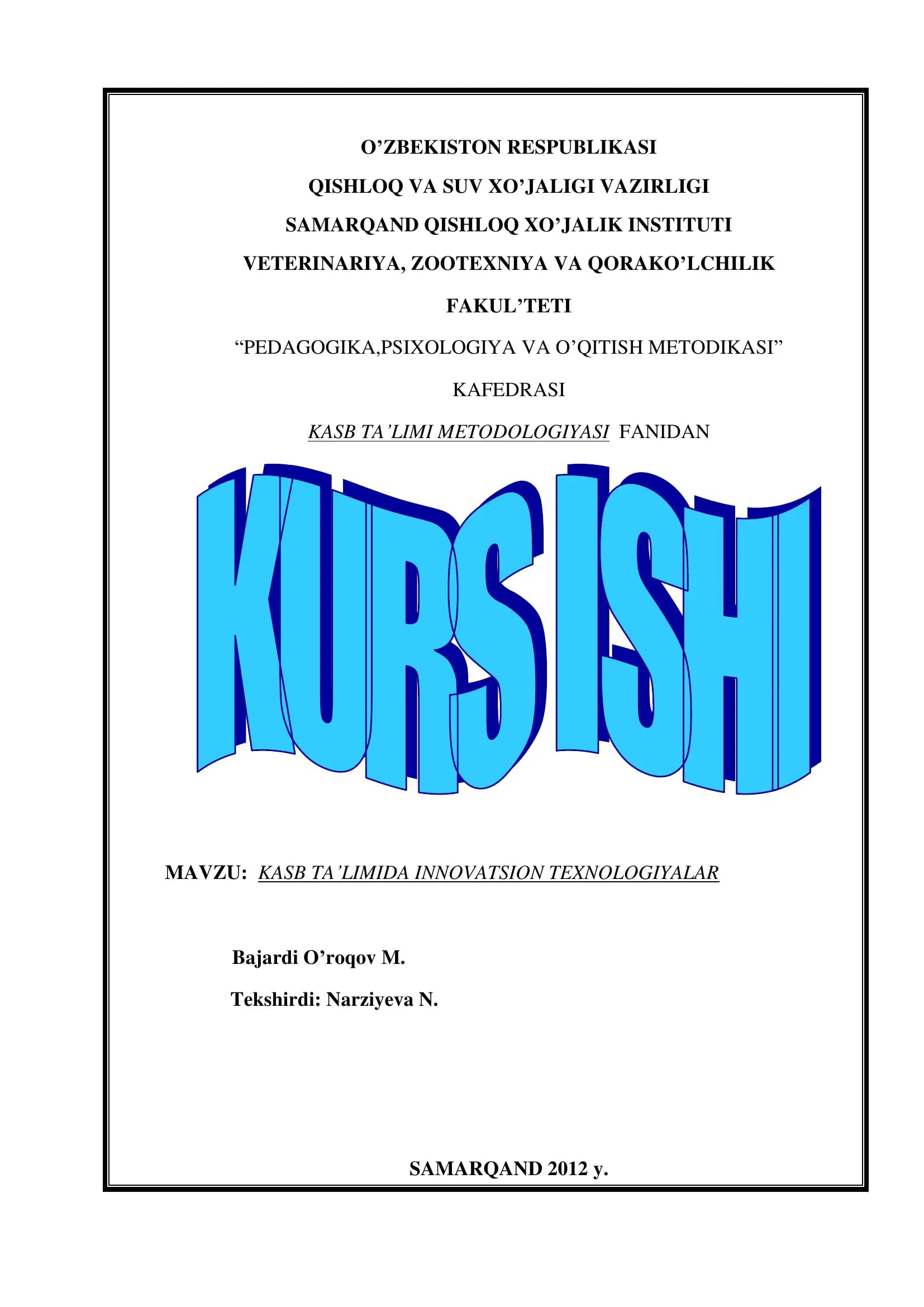 KASB TA’LIMIDA INNOVATSION TEXNOLOGIYALAR