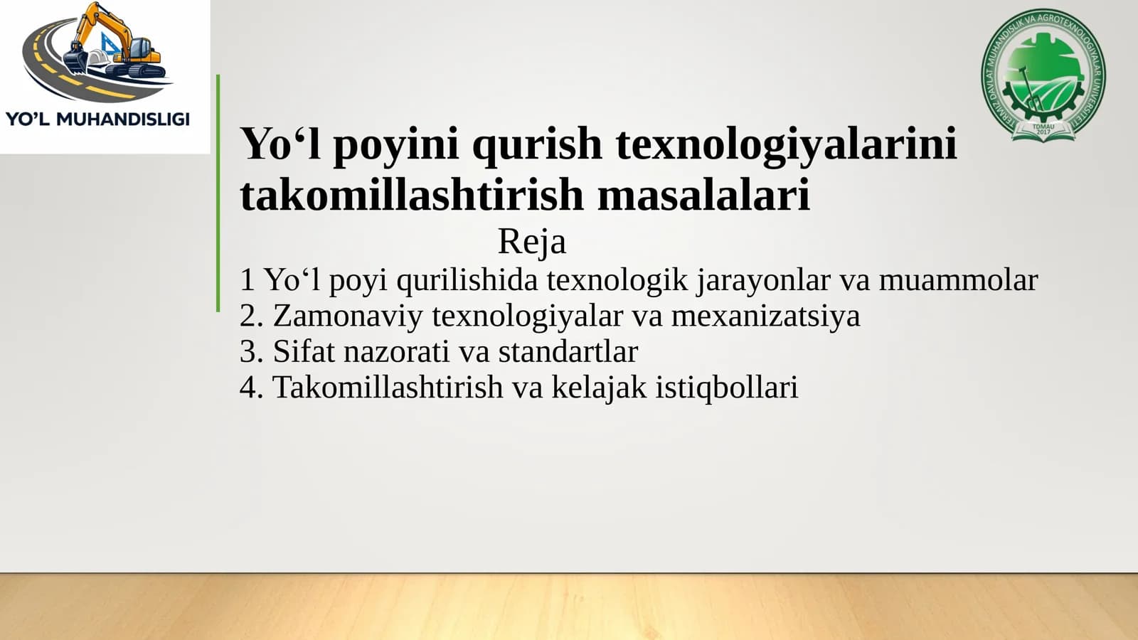 Yo‘l poyini qurish texnologiyalarini takomillashtirish masalalari