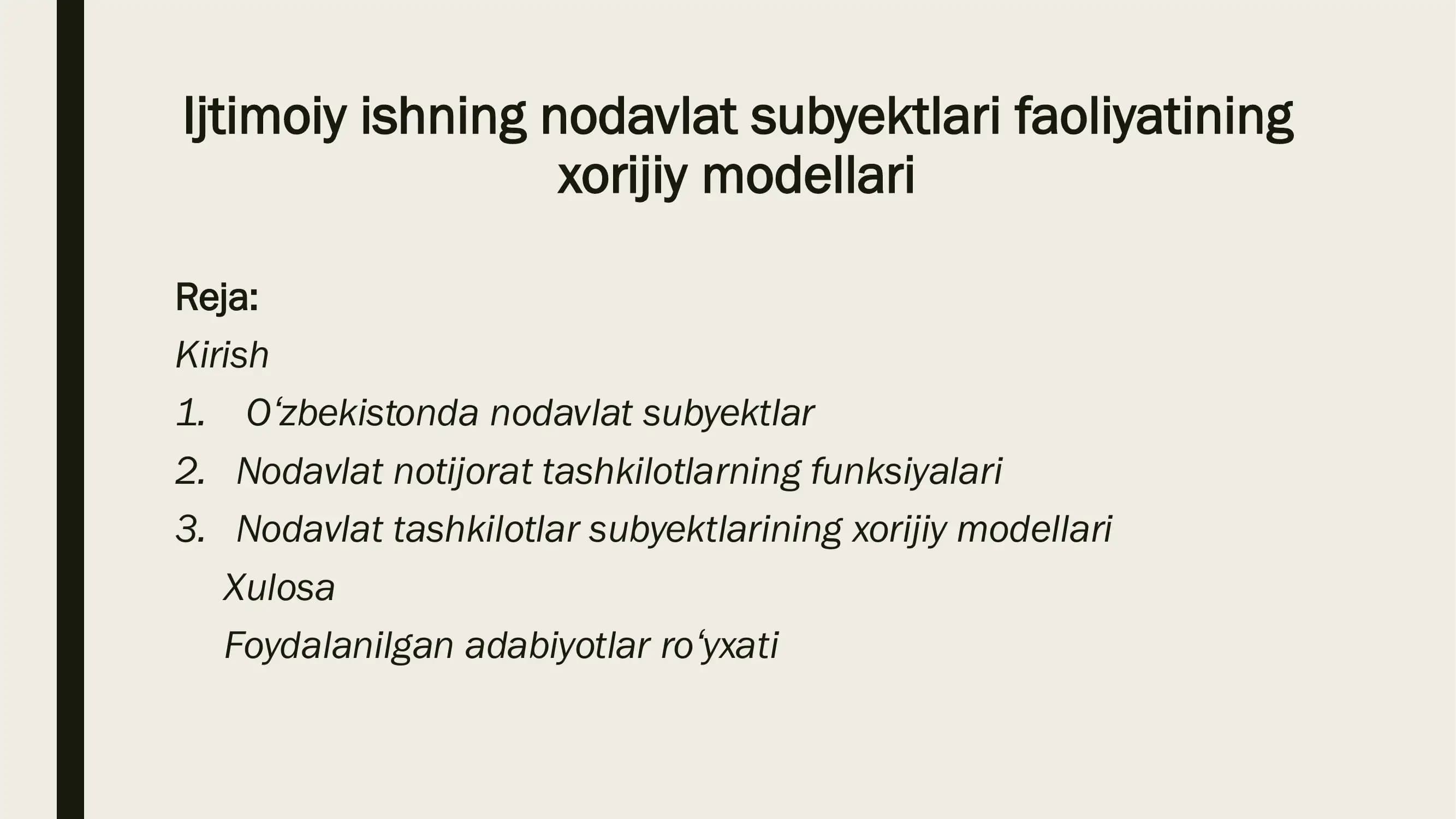 Ijtimoiy ishning nodavlat subyektlari faoliyatining xorijiy modellari