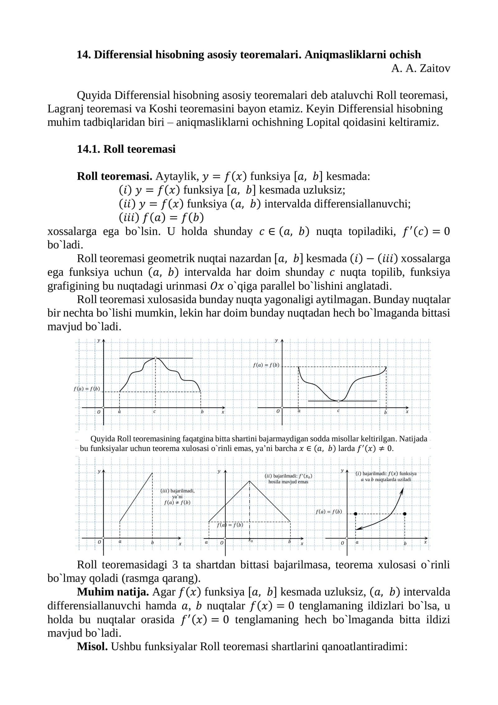 Differensial hisobning asosiy teoremalari