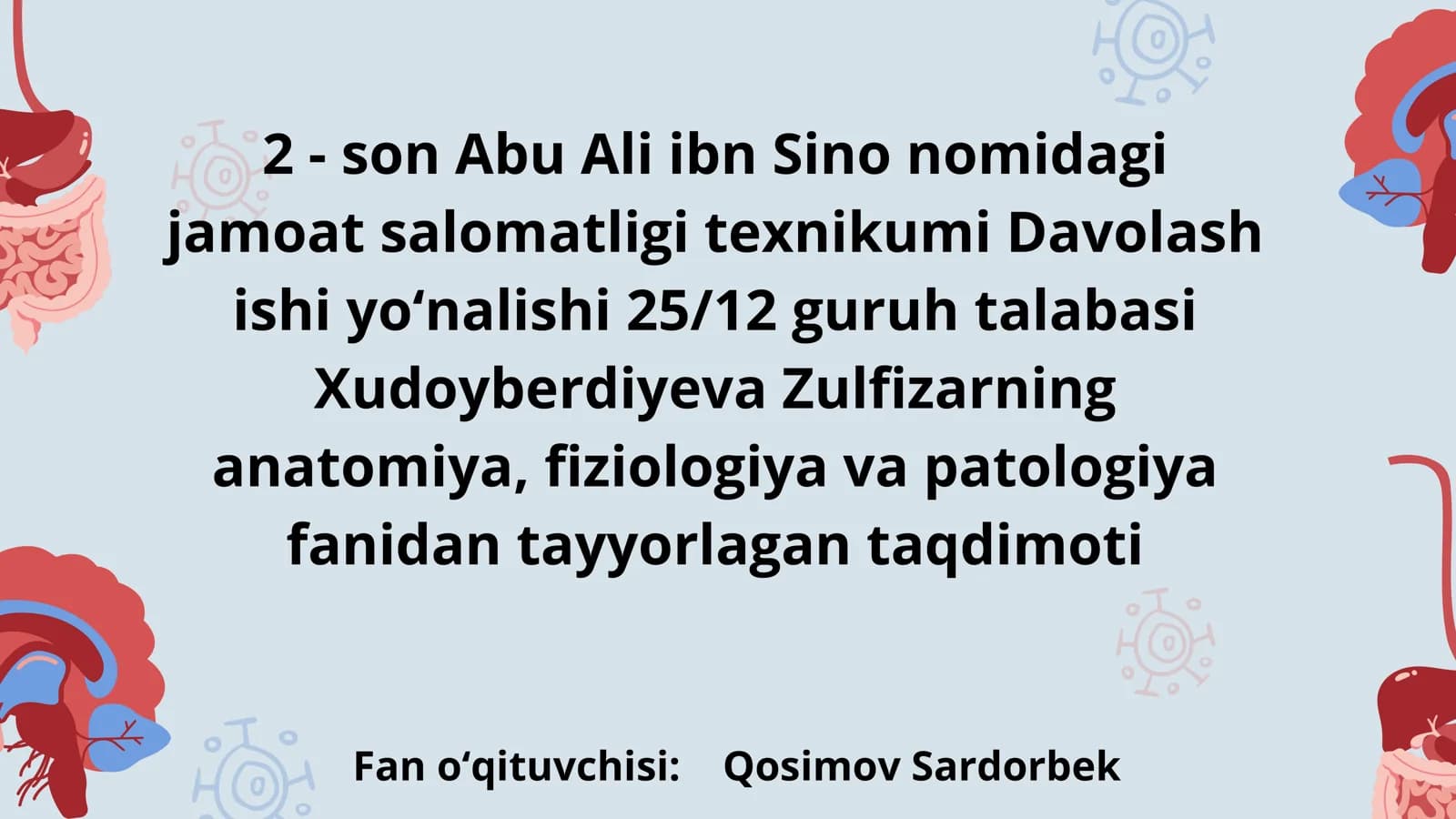 Abu Ali ibn Sino nomidagi jamoat salomatligi texnikumi Davolash ishi