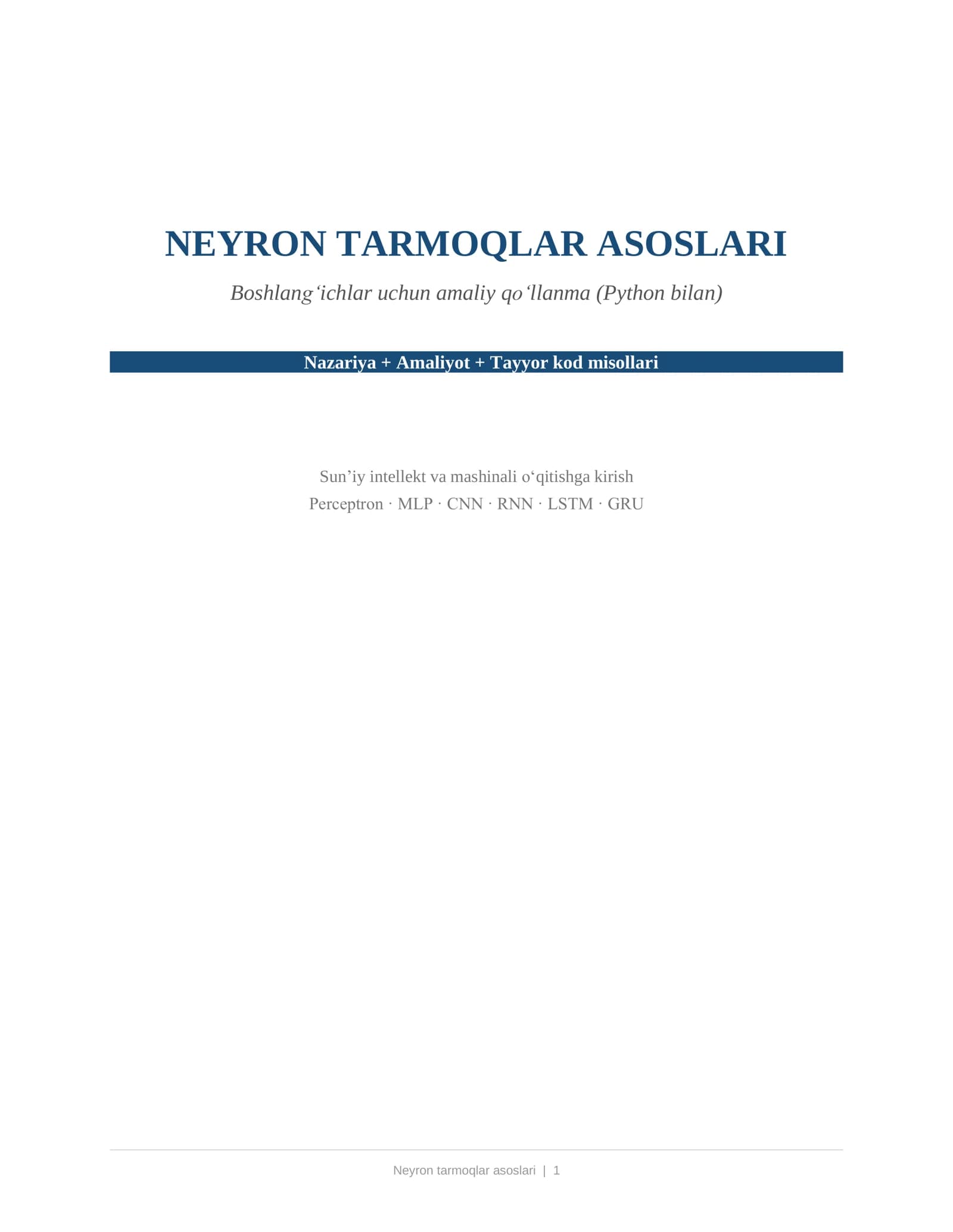 Neyron tarmoqlar qo'llanma