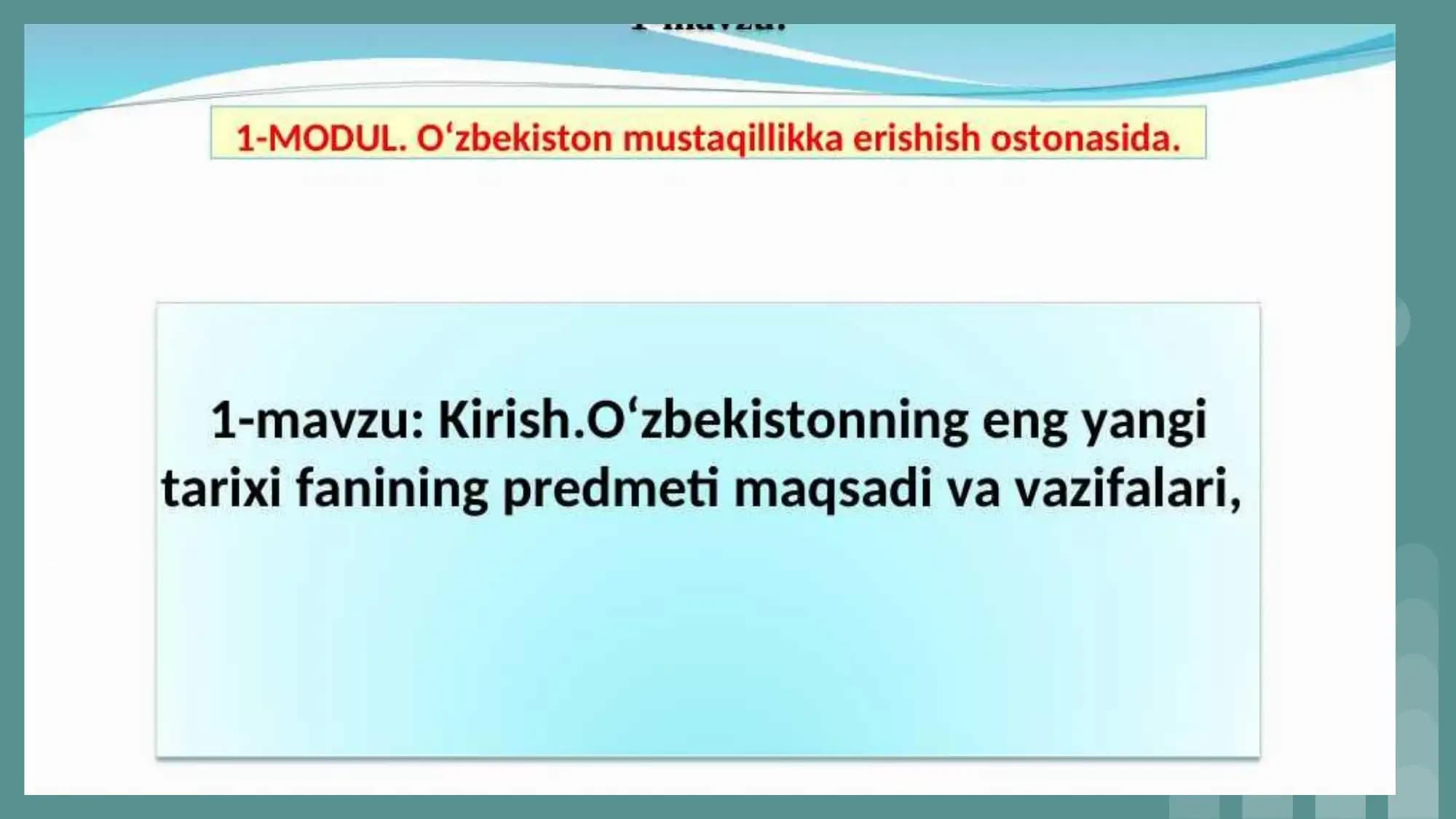 OʻZBEKISTON ENG YANG TARIXI