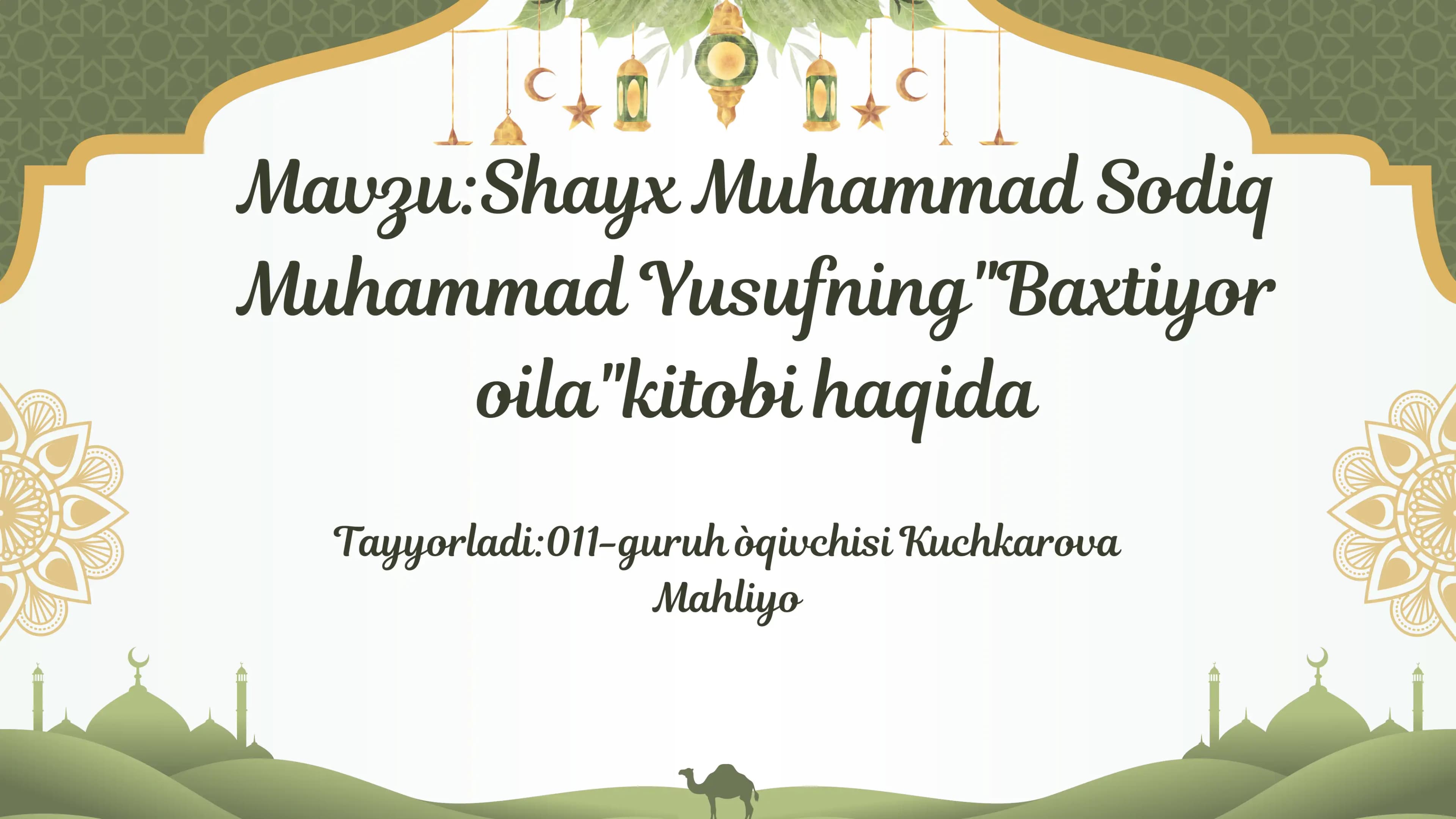 Shayx Muhammad Sodiq Muhammad Yusufning"Baxtiyor oila" kitobi