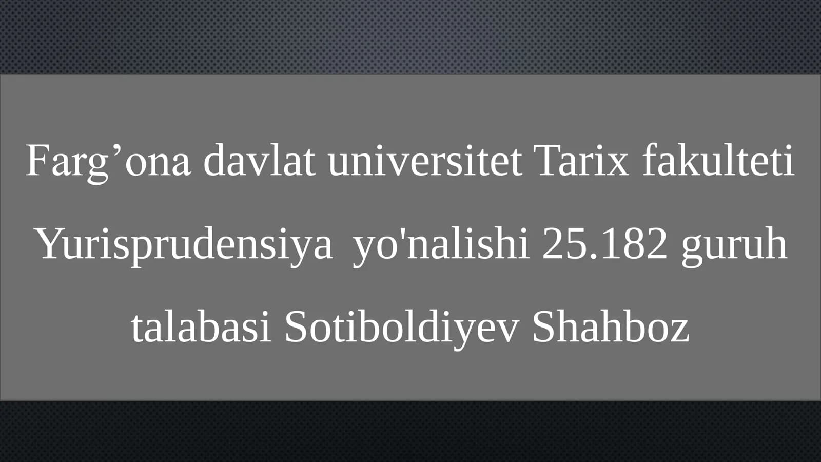 Farg’ona Davlat Universitet - Yurisprudensiya Yo'nalishi