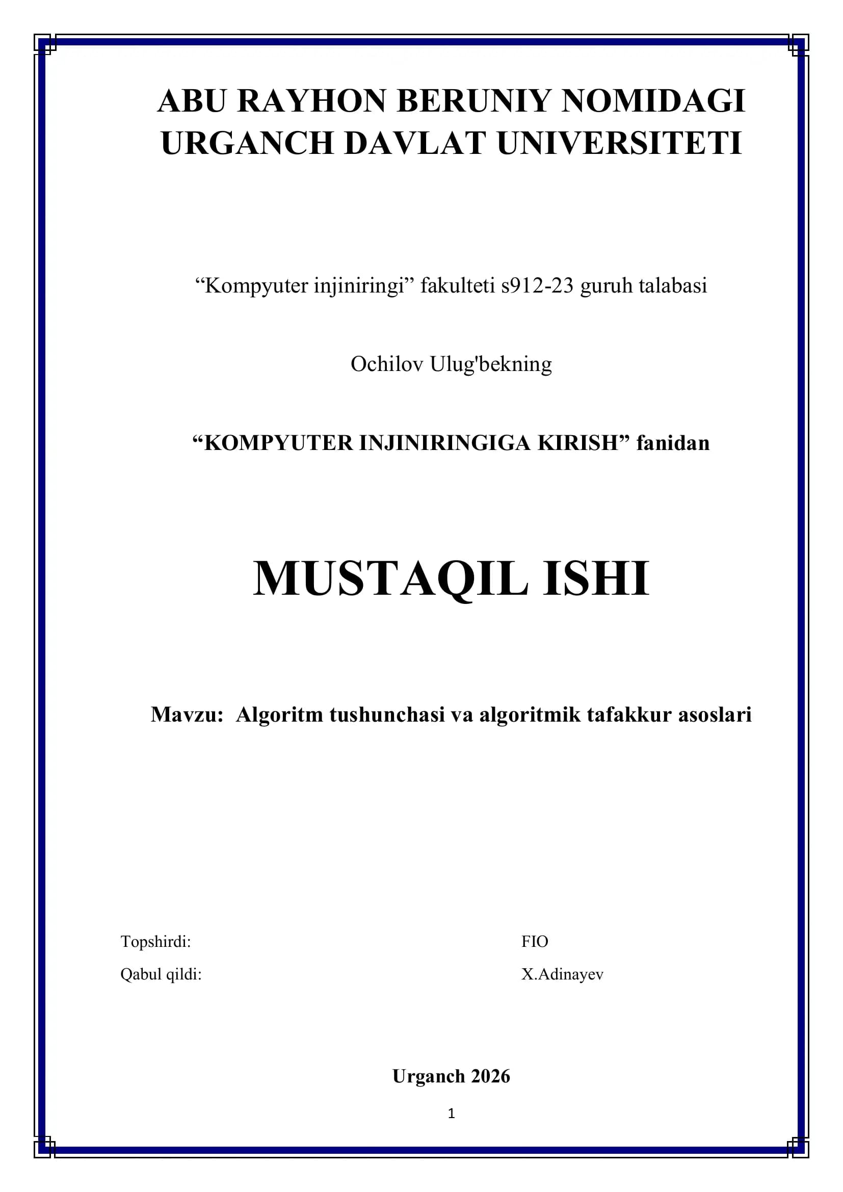 Kompyuter Injiniringiga Kirish
