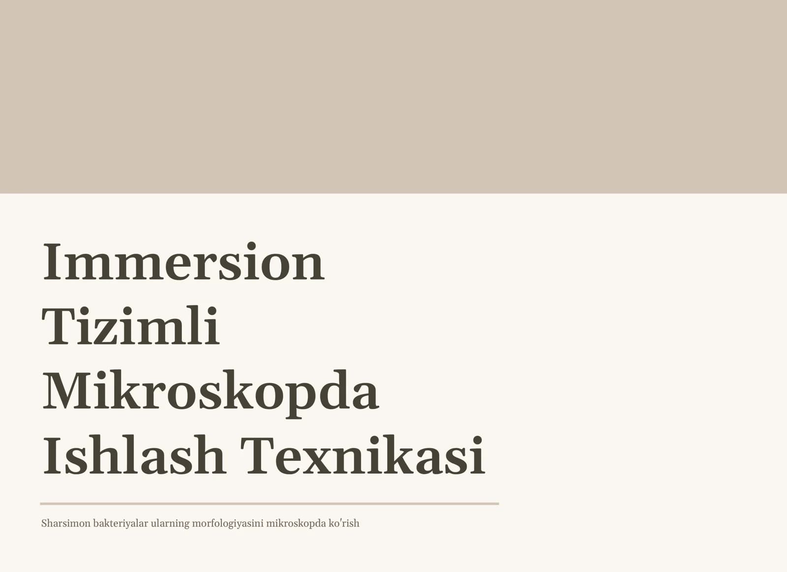 Immersion Mikroskopda Ishlash Texnikasi