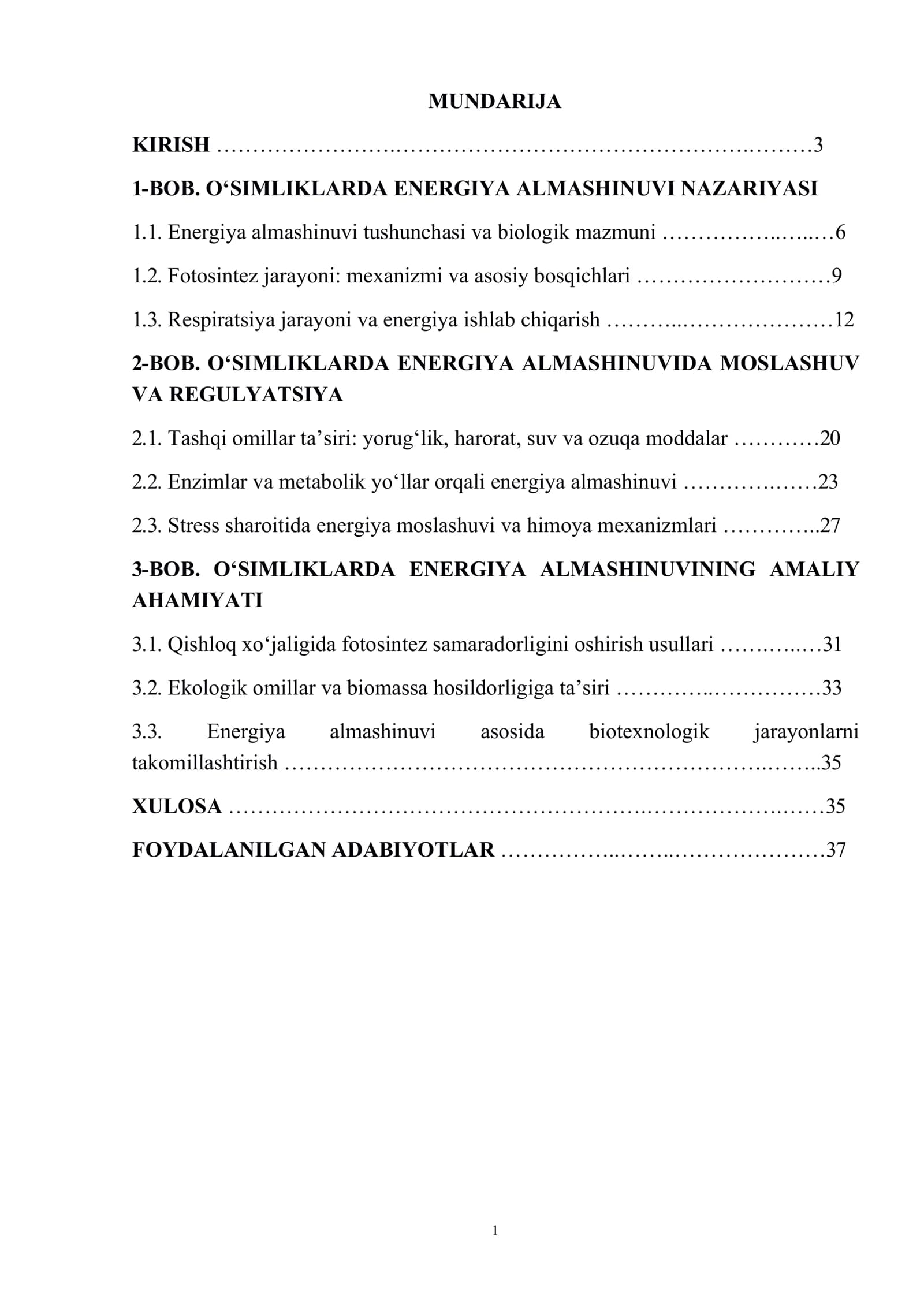 O'Simliklarda energiya almashinuvi