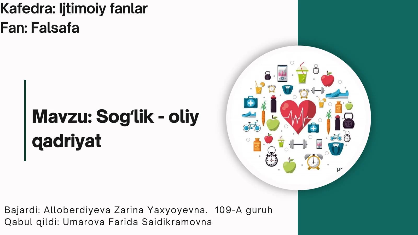 Sogʻlik - oliy qadriyat