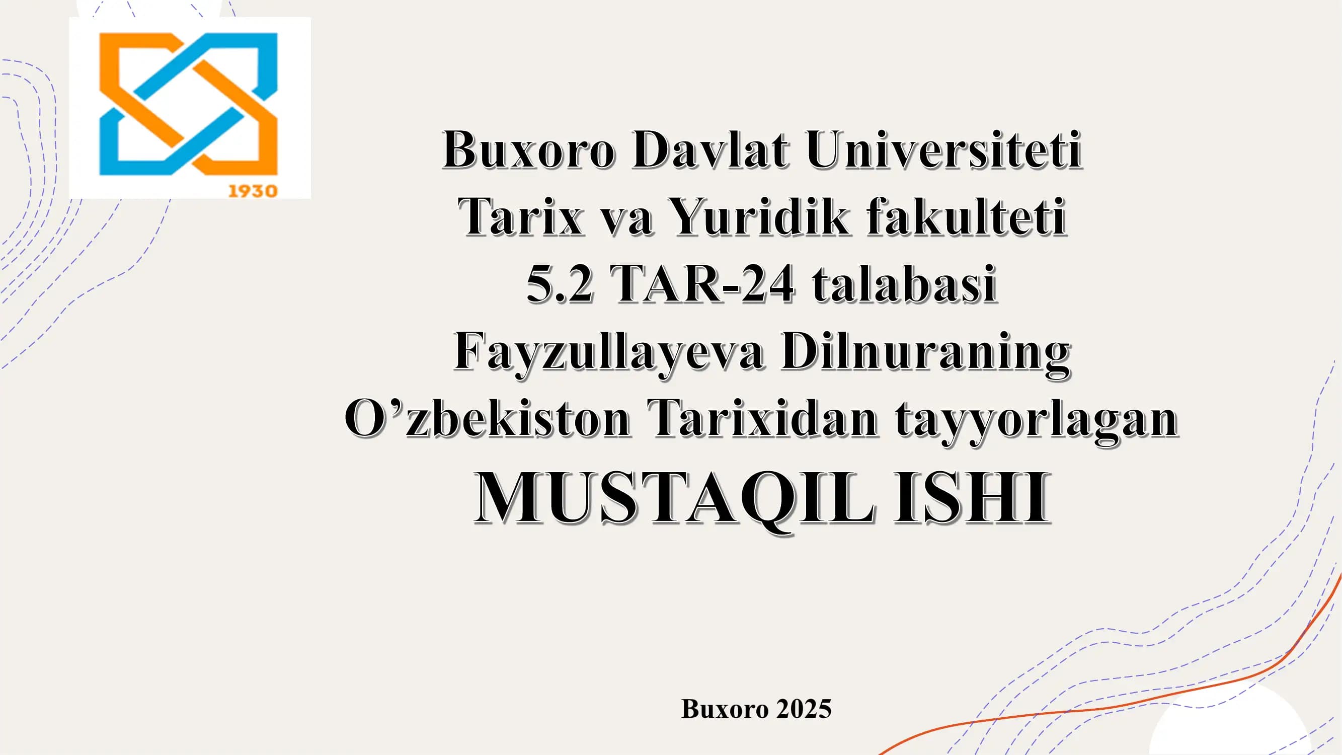 Buxoro xonligida yer egaligi va soliq tizimi ( Ashtarxoniylar misolida)