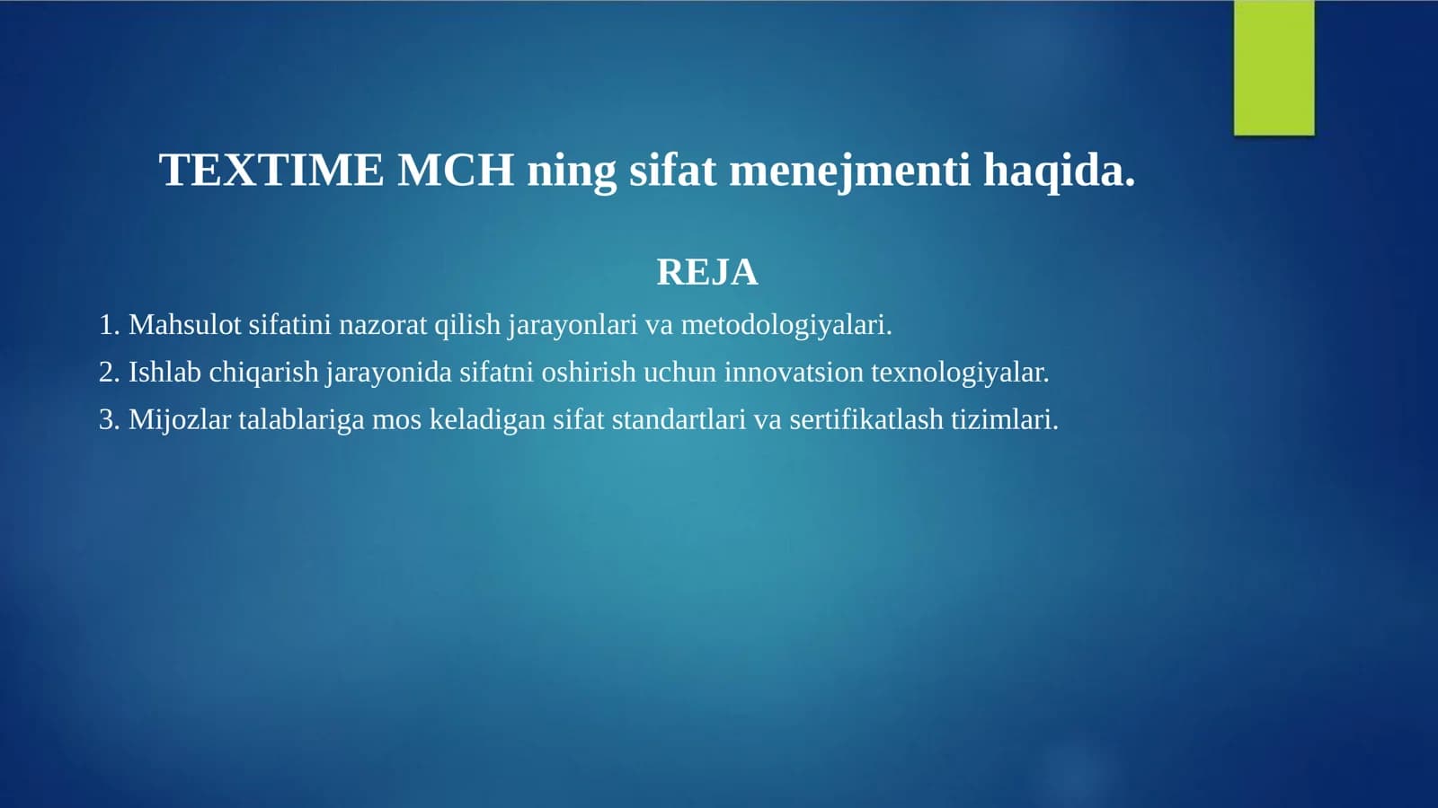 TEXTIME MCH ning sifat menejmenti haqida.