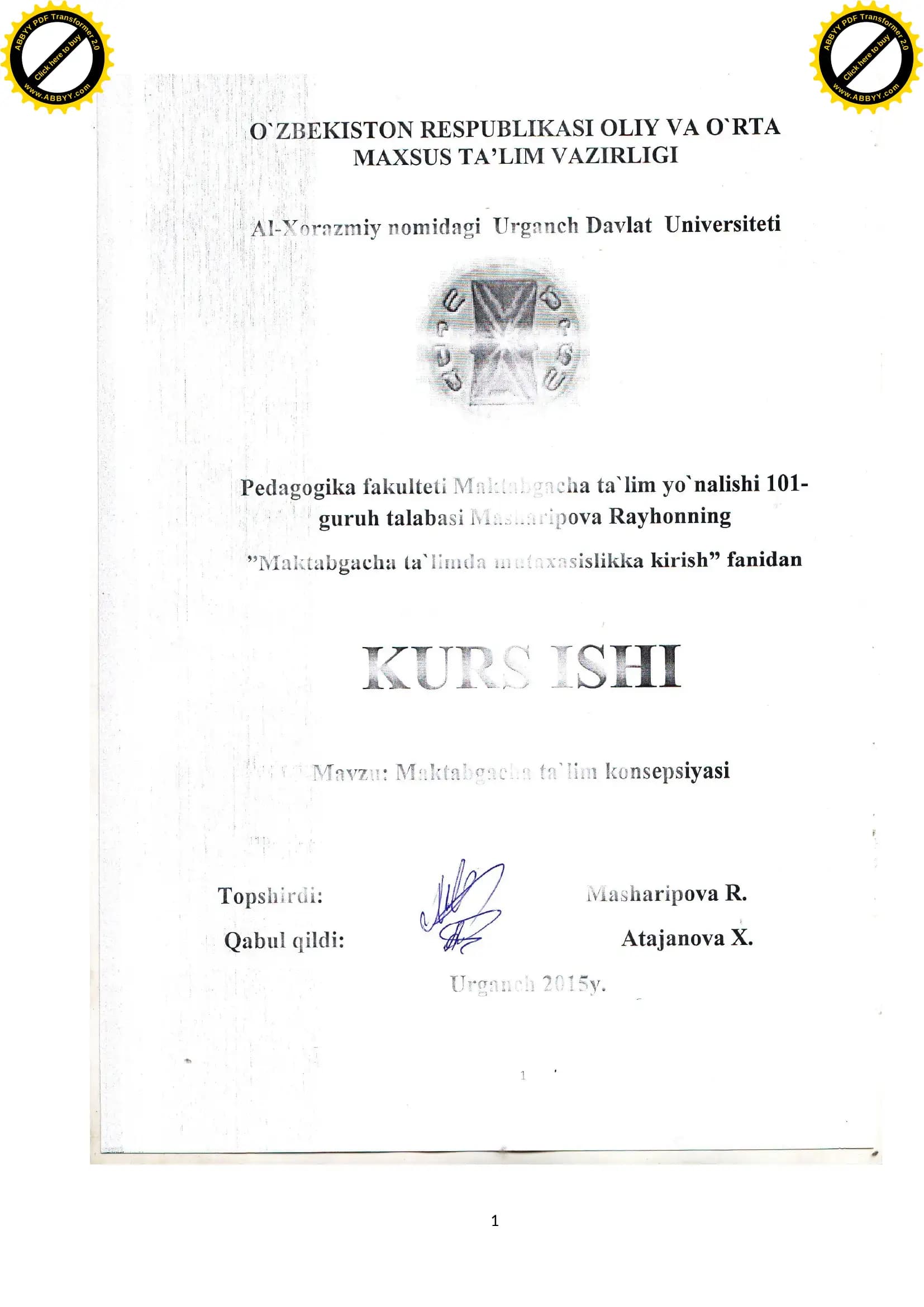 Maktabgacha ta`lim konsepsiyasi