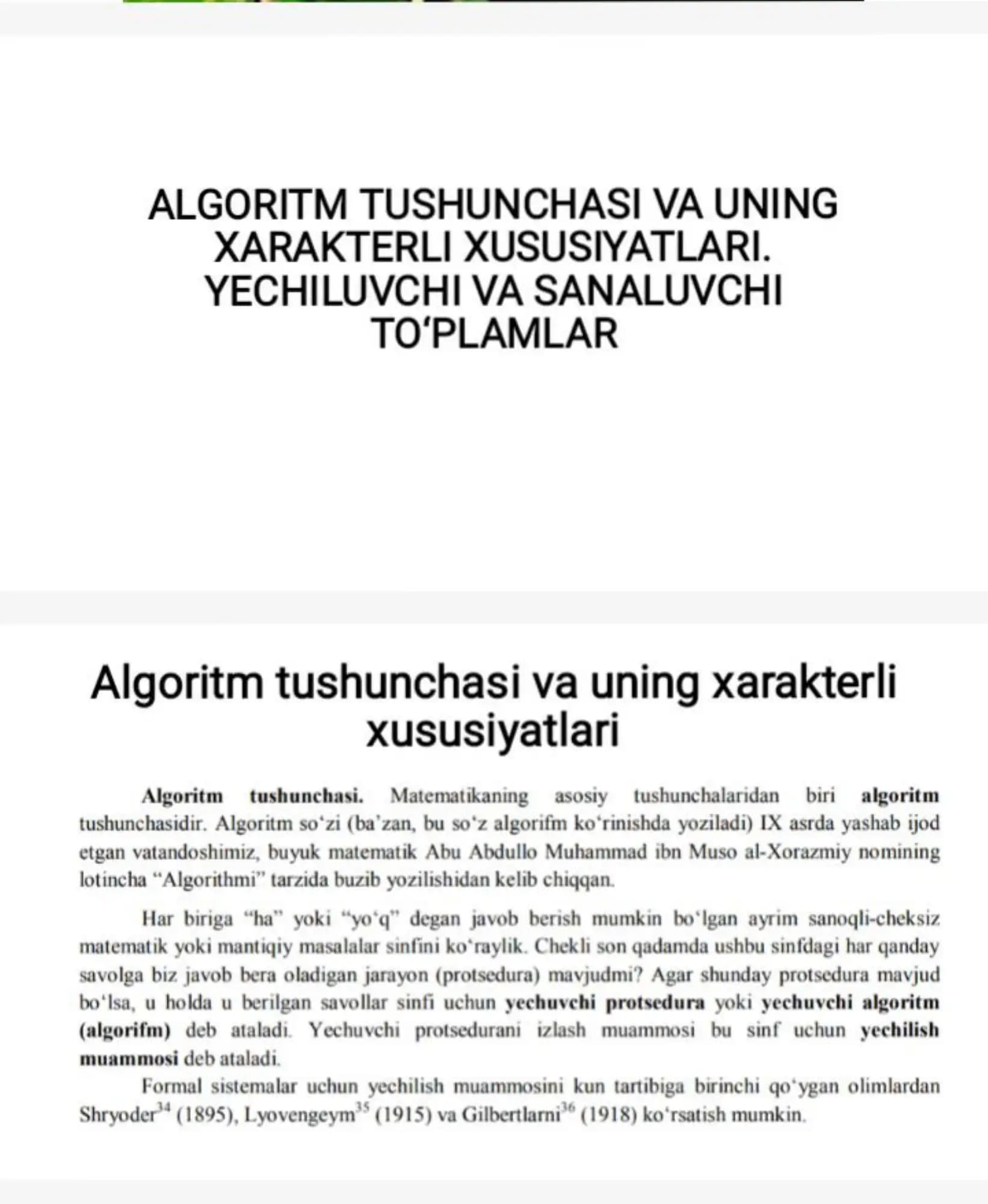 Algoritm tushunchasi taqdimot