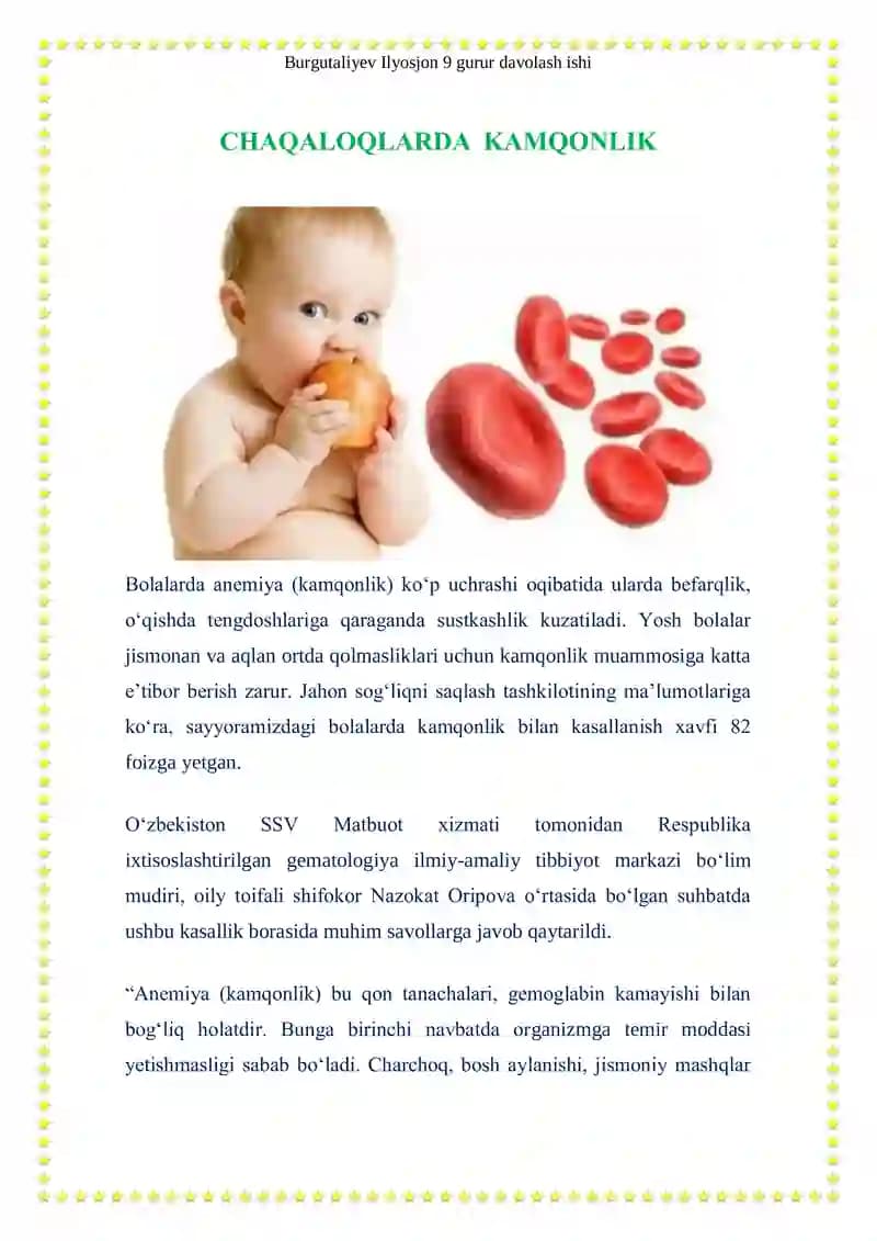 Burgutaliyev Ilyosjon 9 gurur davolash ishi