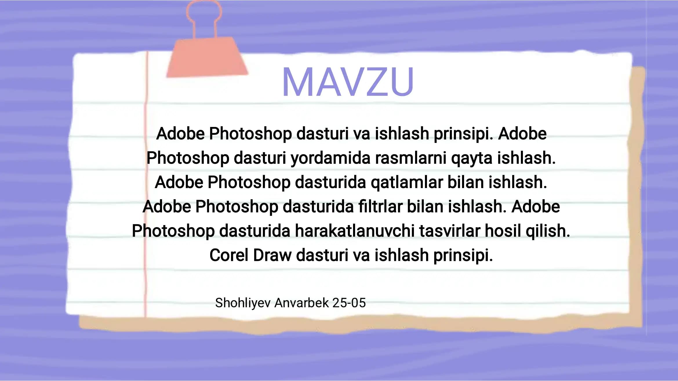 Adobe Photoshop dasturi va ishlash prinsipi