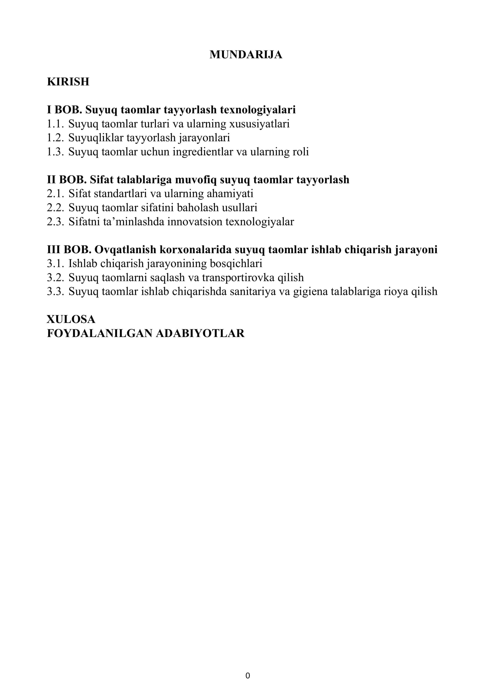 Suyuq Taomlar Tayyorlash Texnologiyalari