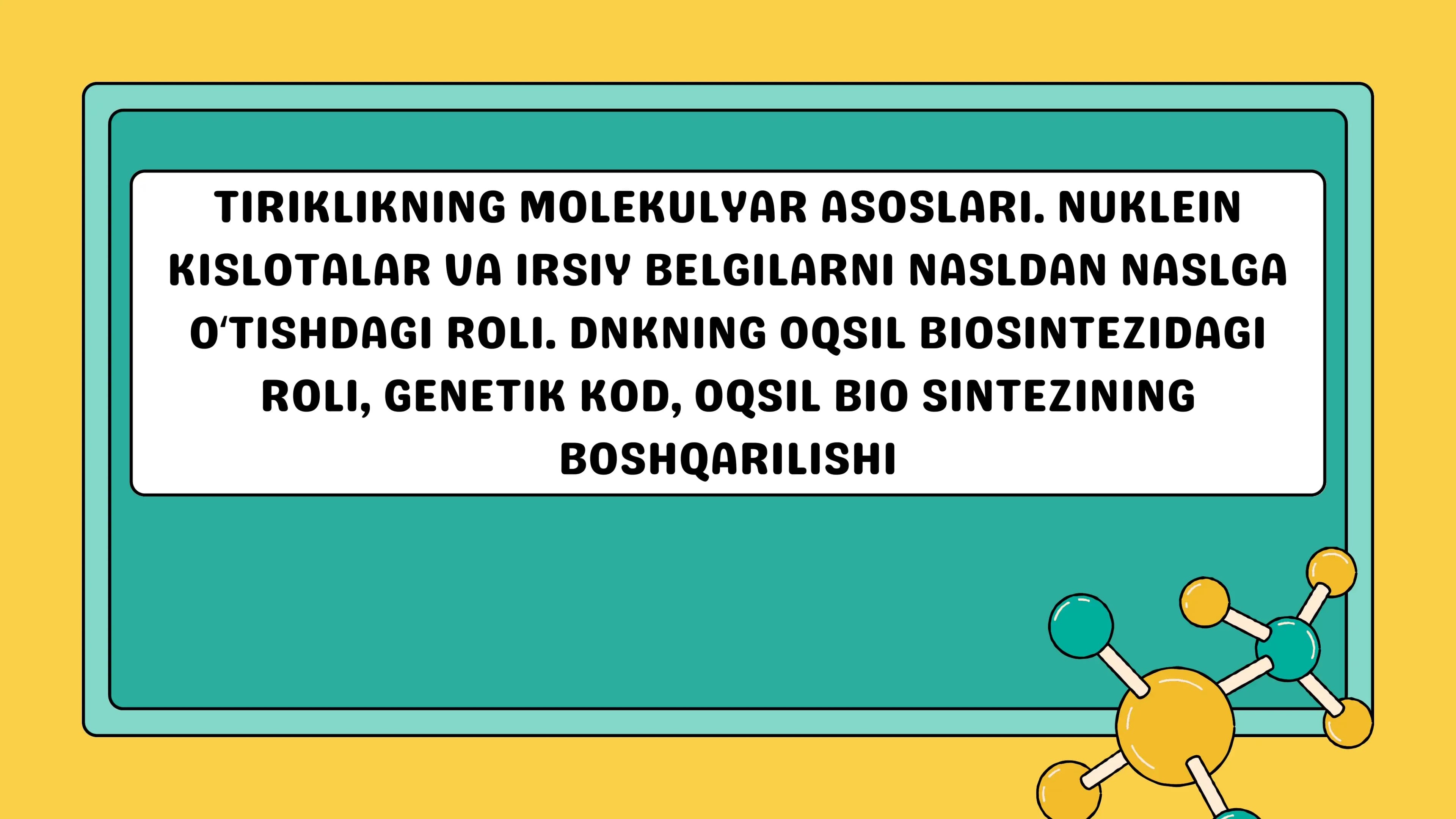 TIRIKLIKNING MOLEKULYAR ASOSLARI