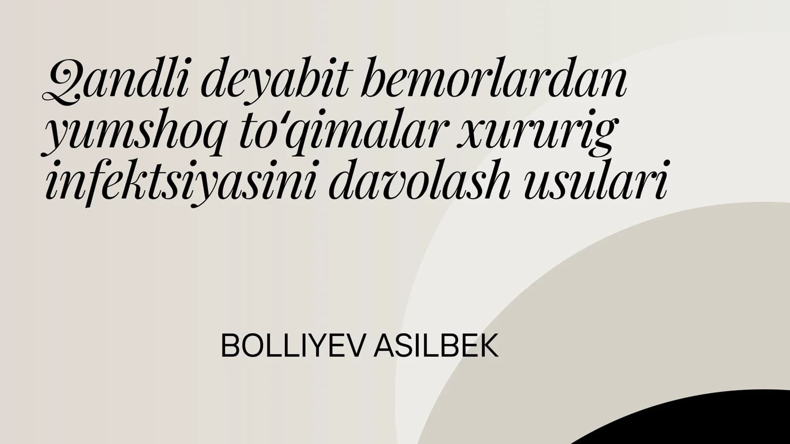 Qandli deyabit bemorlardan yumshoq toʻqimalar xururig infektsiyasini davolash usulari