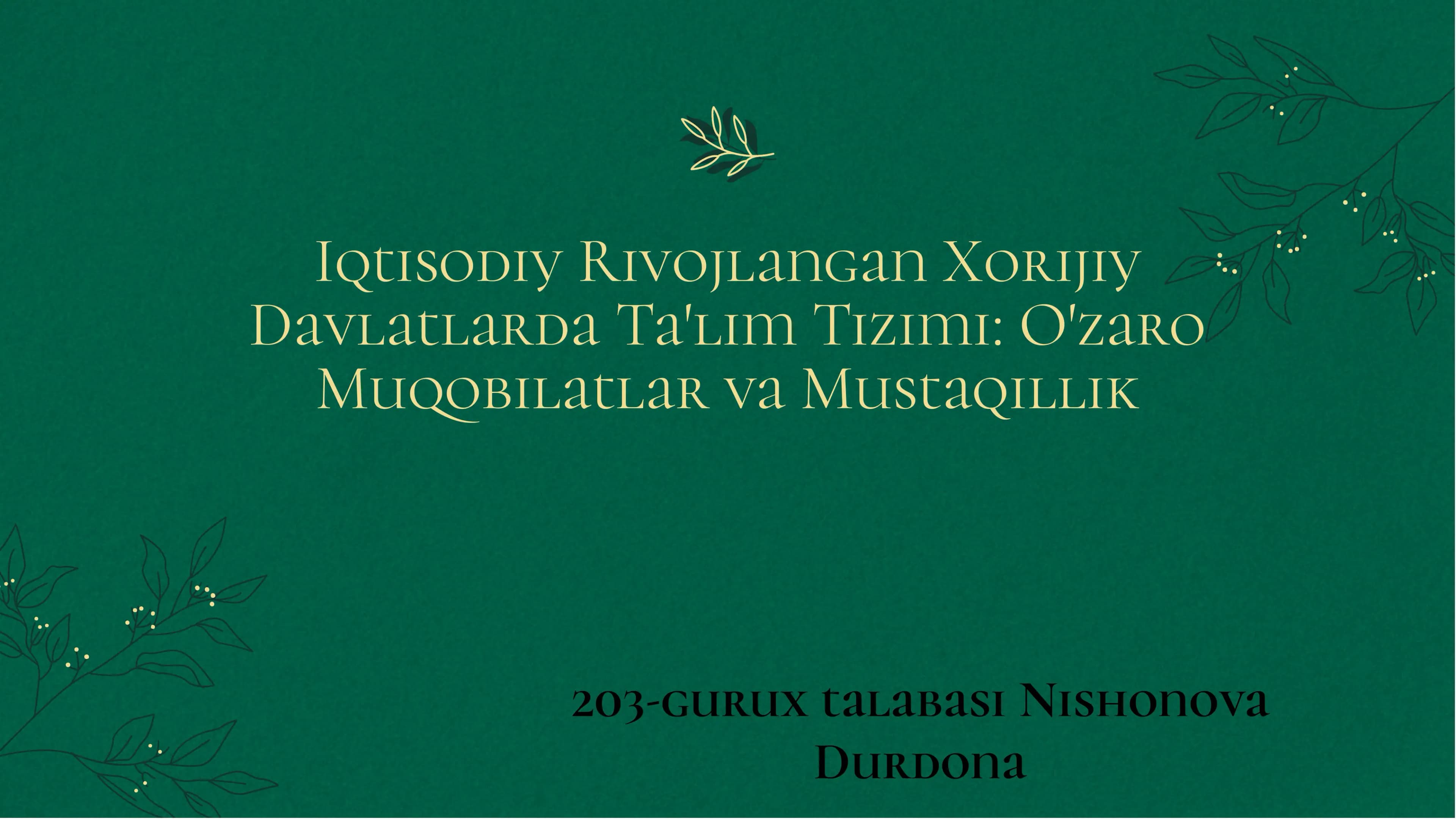 Iqtisodiy Rivojlangan Xorijiy Davlatlarda Ta'lim Tizimi