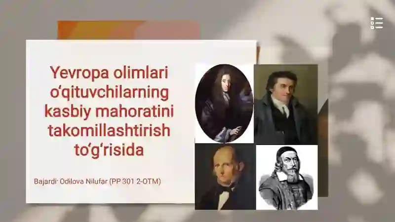 Yevropa olimlari o‘qituvchilarning kasbiy mahoratini takomillashtirish to‘g‘risida