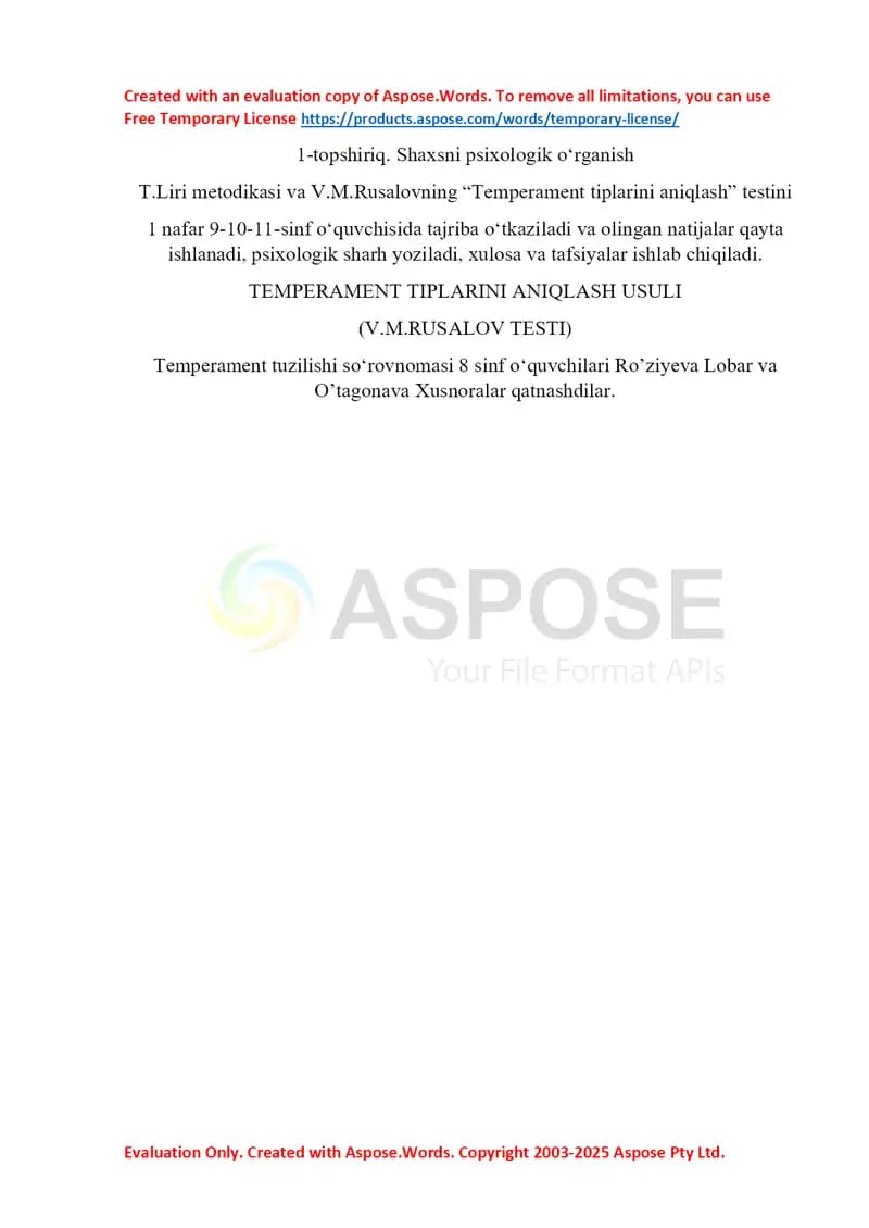 Shaxsni psixologik o‘rganish doc