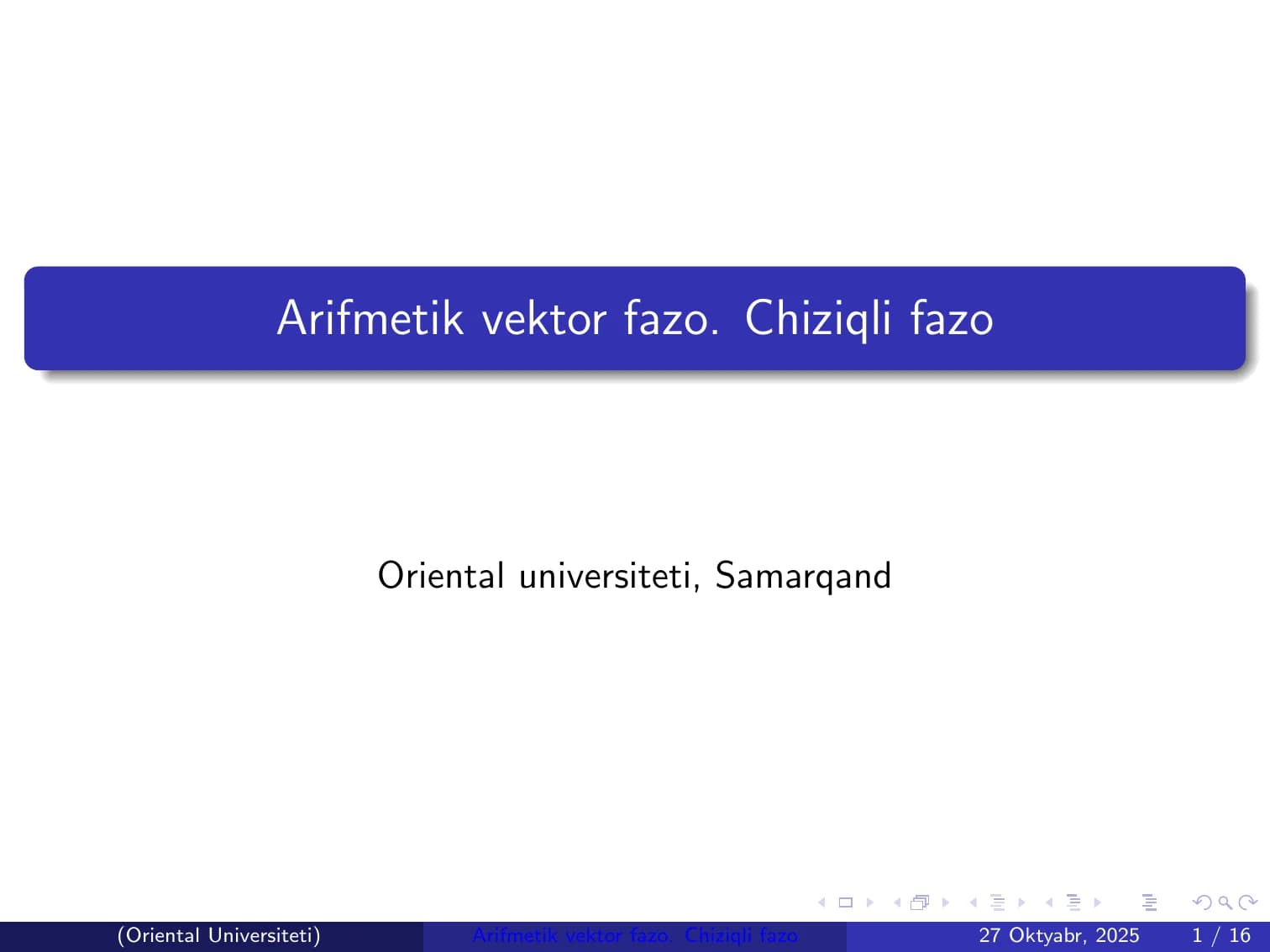 Arifmetik vektor fazo. Chiziqli fazo
