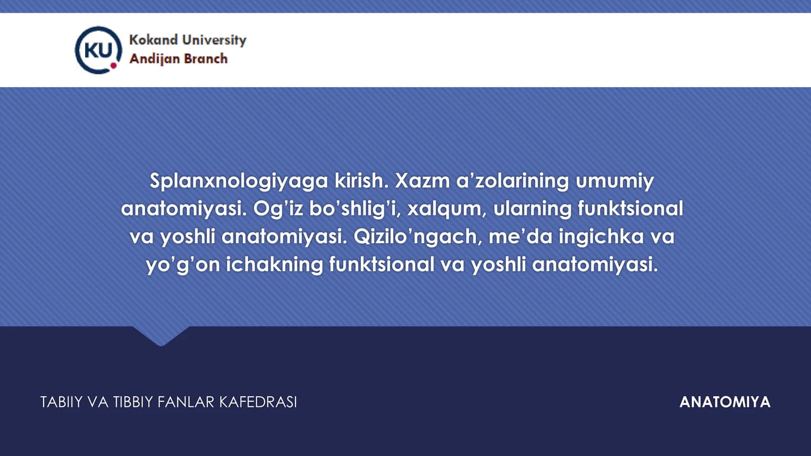 Darslik Splanxnologiya hazm qilish organlari anatomiyasi