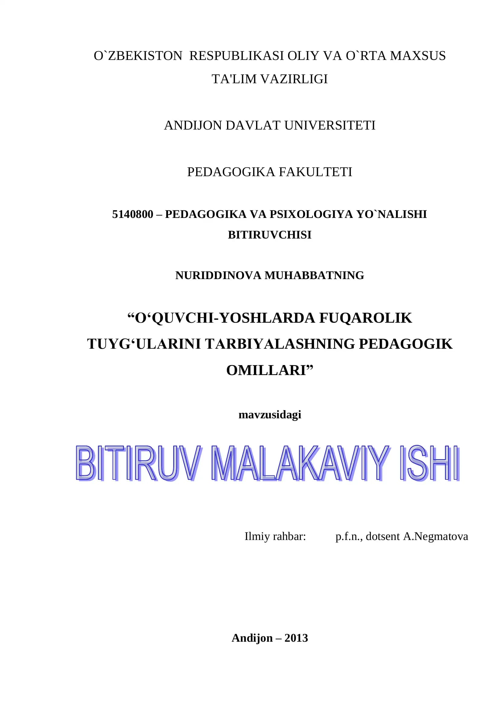 O‘QUVCHI-YOSHLARDA FUQAROLIK TUYG‘ULARINI TARBIYALASHNING PEDAGOGIK OMILLARI