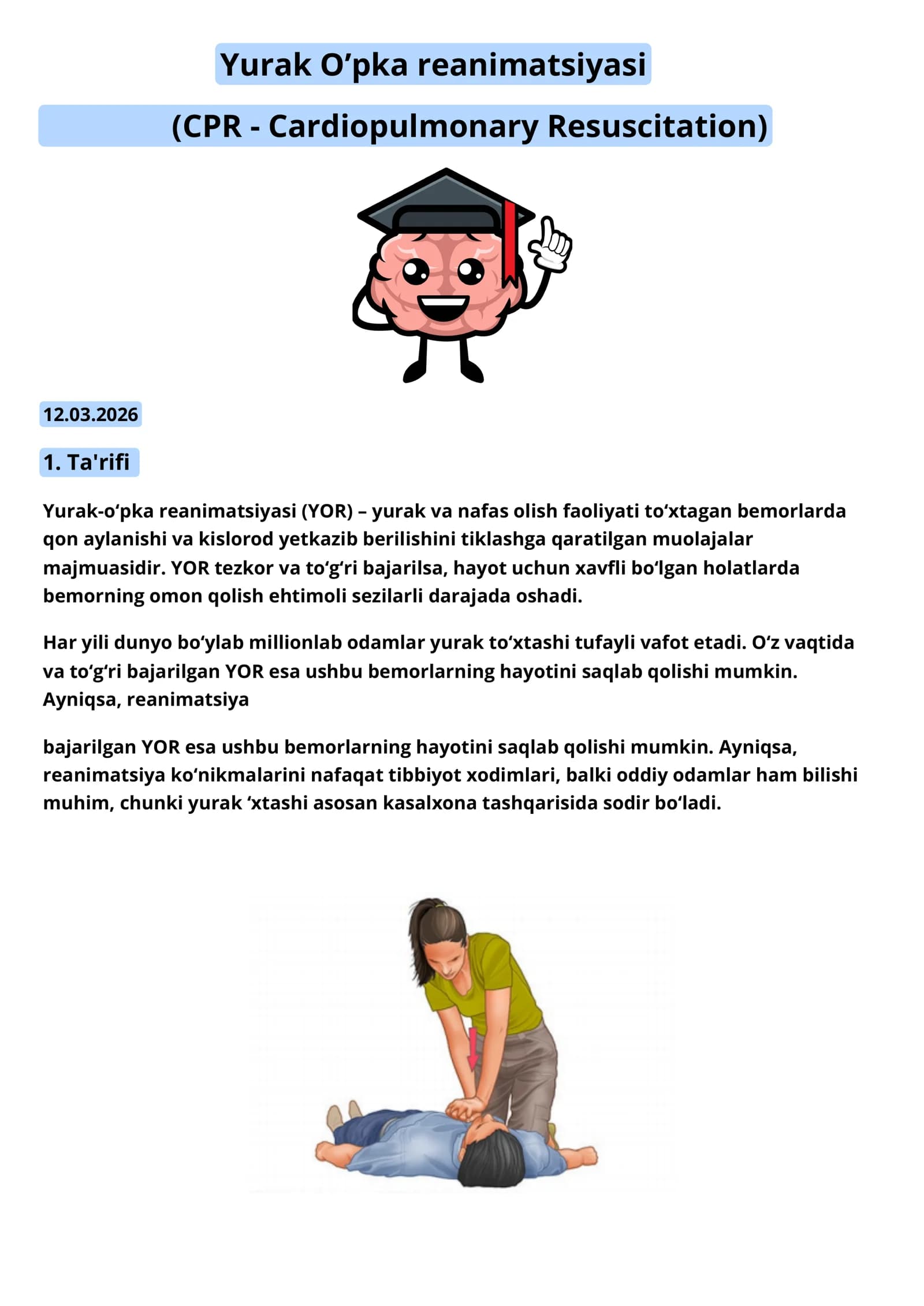 Yurak O’pka reanimatsiyasi