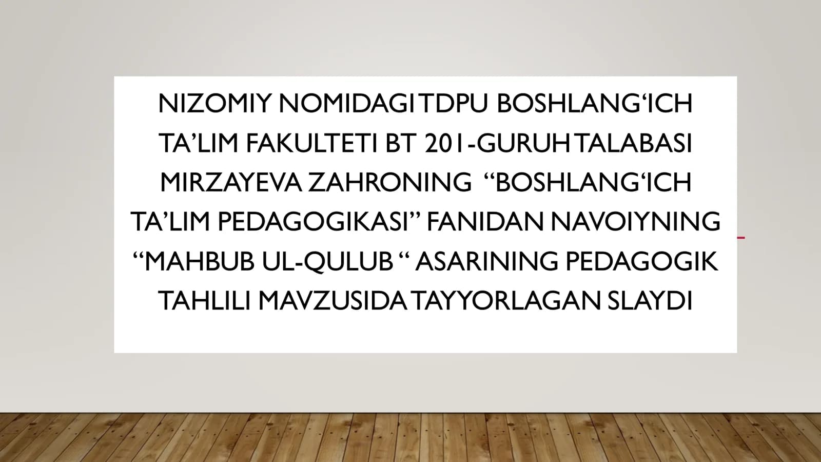 Mahbub ul-Qulub asarining pedagogik tahlili