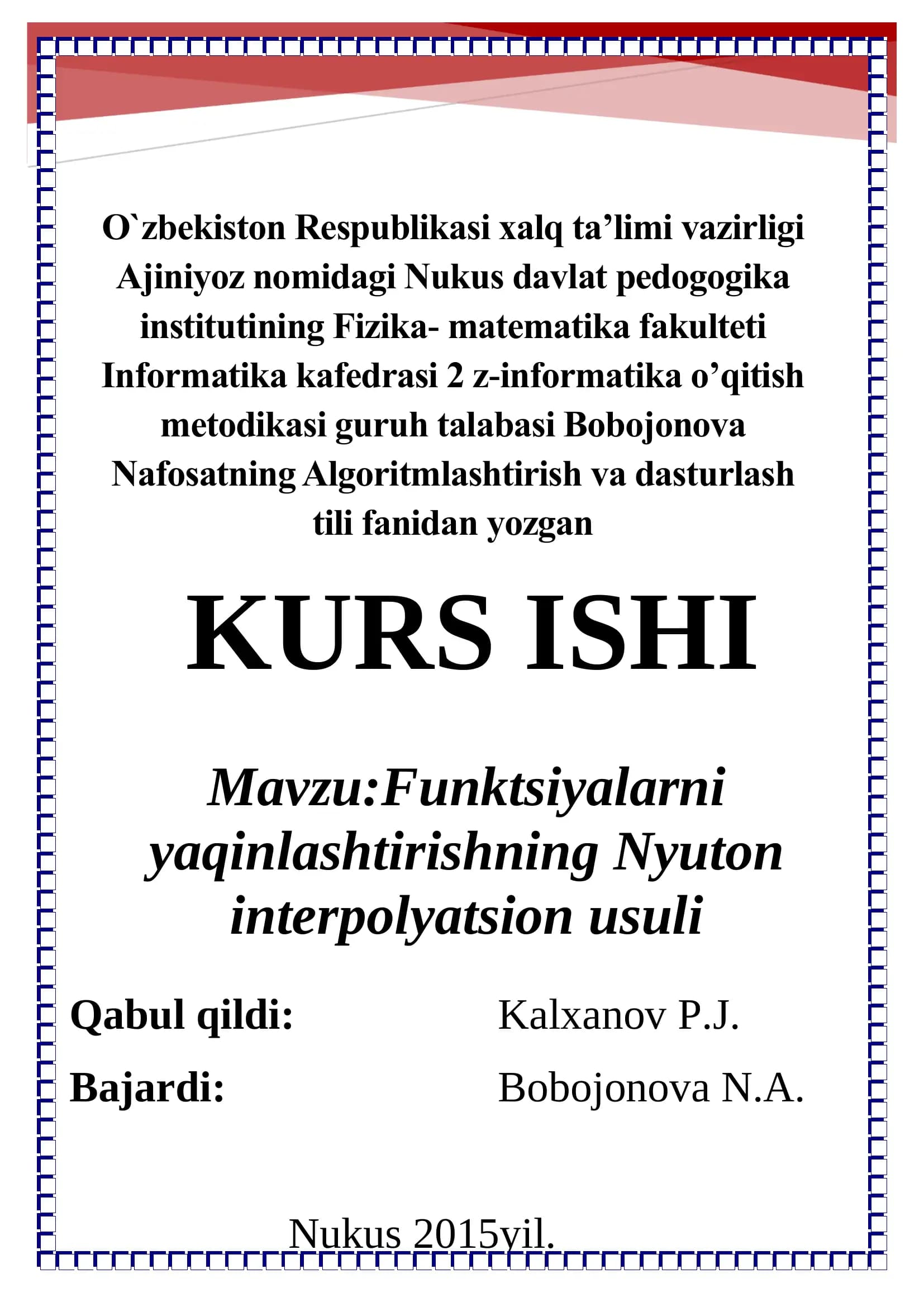 Nyuton interpolyatsion usuli