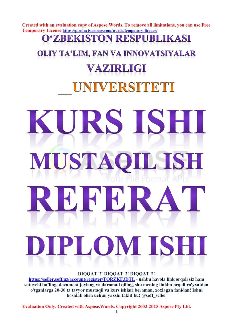 Ikkinchi jahon urushining boshlanishi va Oʻzbekiston front orti xizmati (kurs ishi)