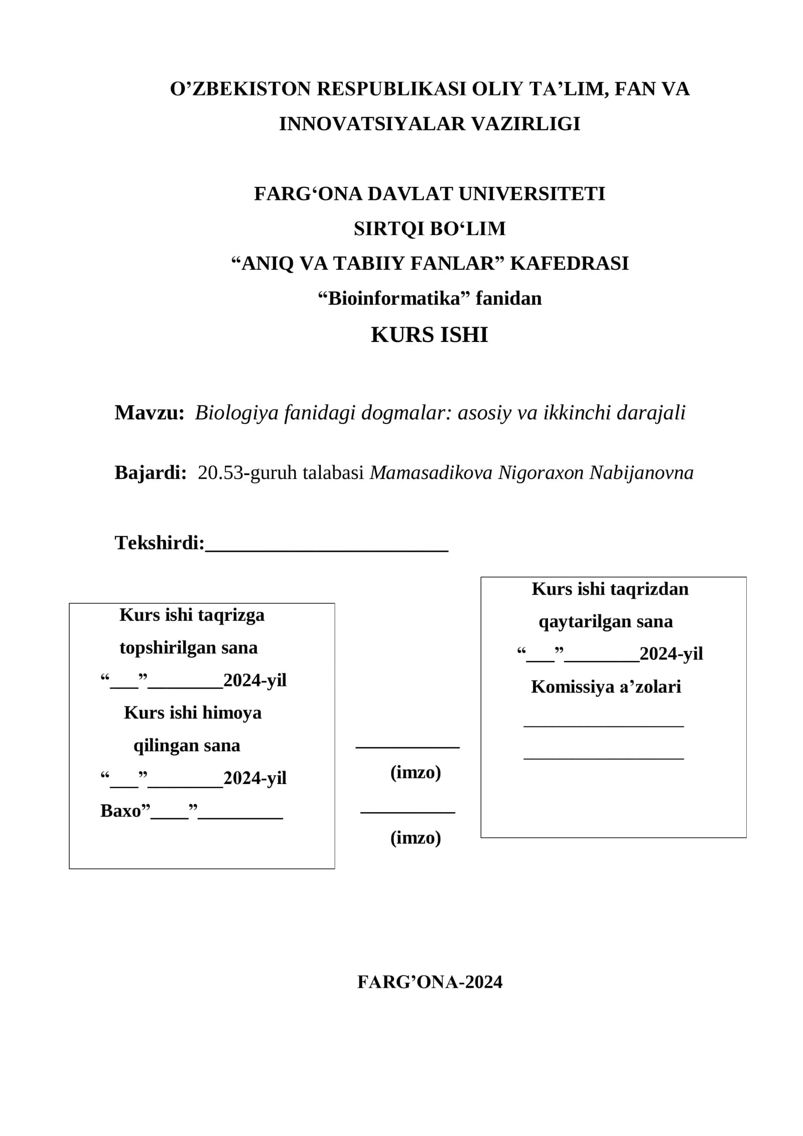 Biologiya fanidagi dogmalar: asosiy va ikkinchi darajali