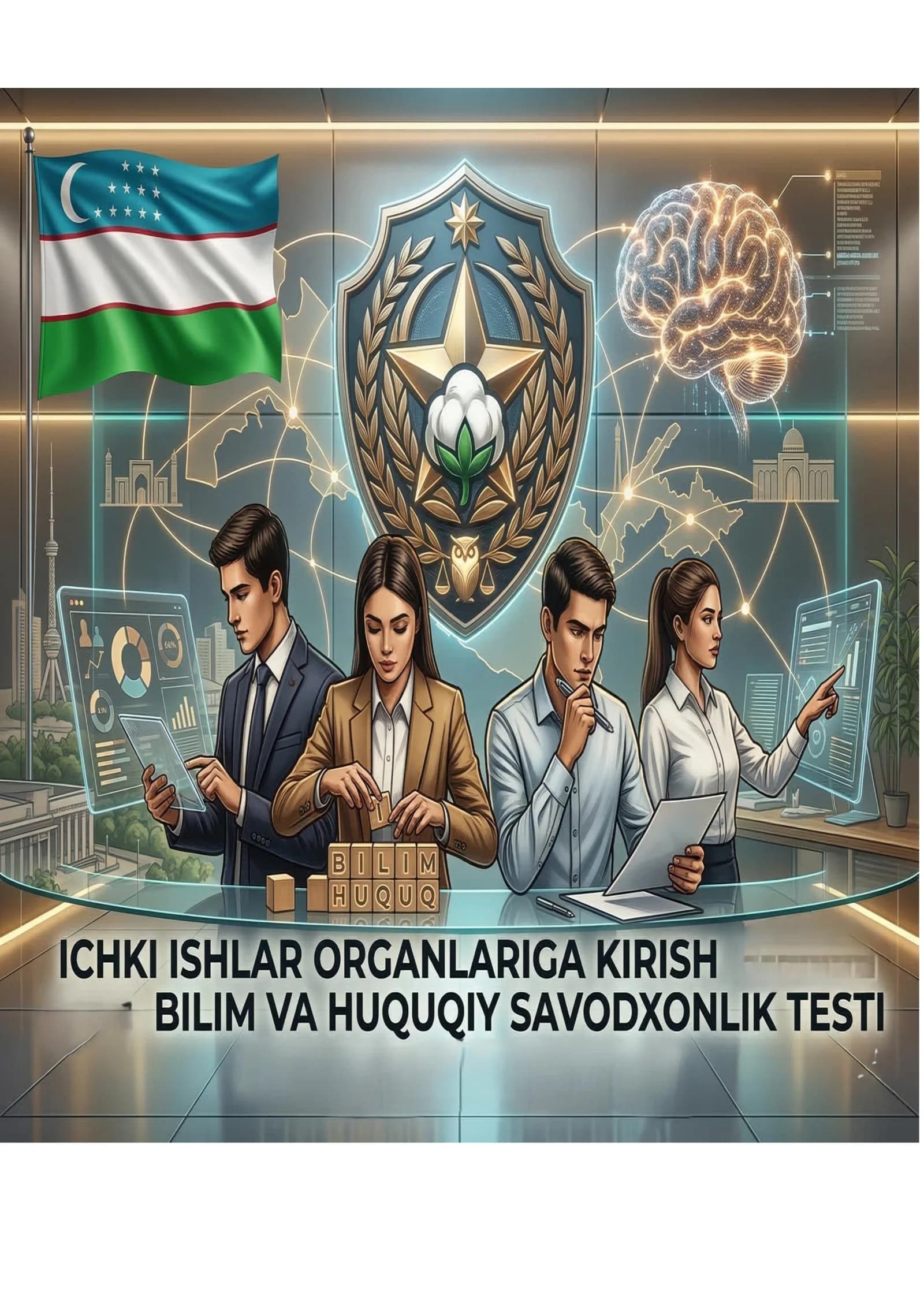 Ichki ishlar organlariga kirish imtihoni 2026: Bilim va huquqiy savodxonlik testi (300 ta savol-javob)