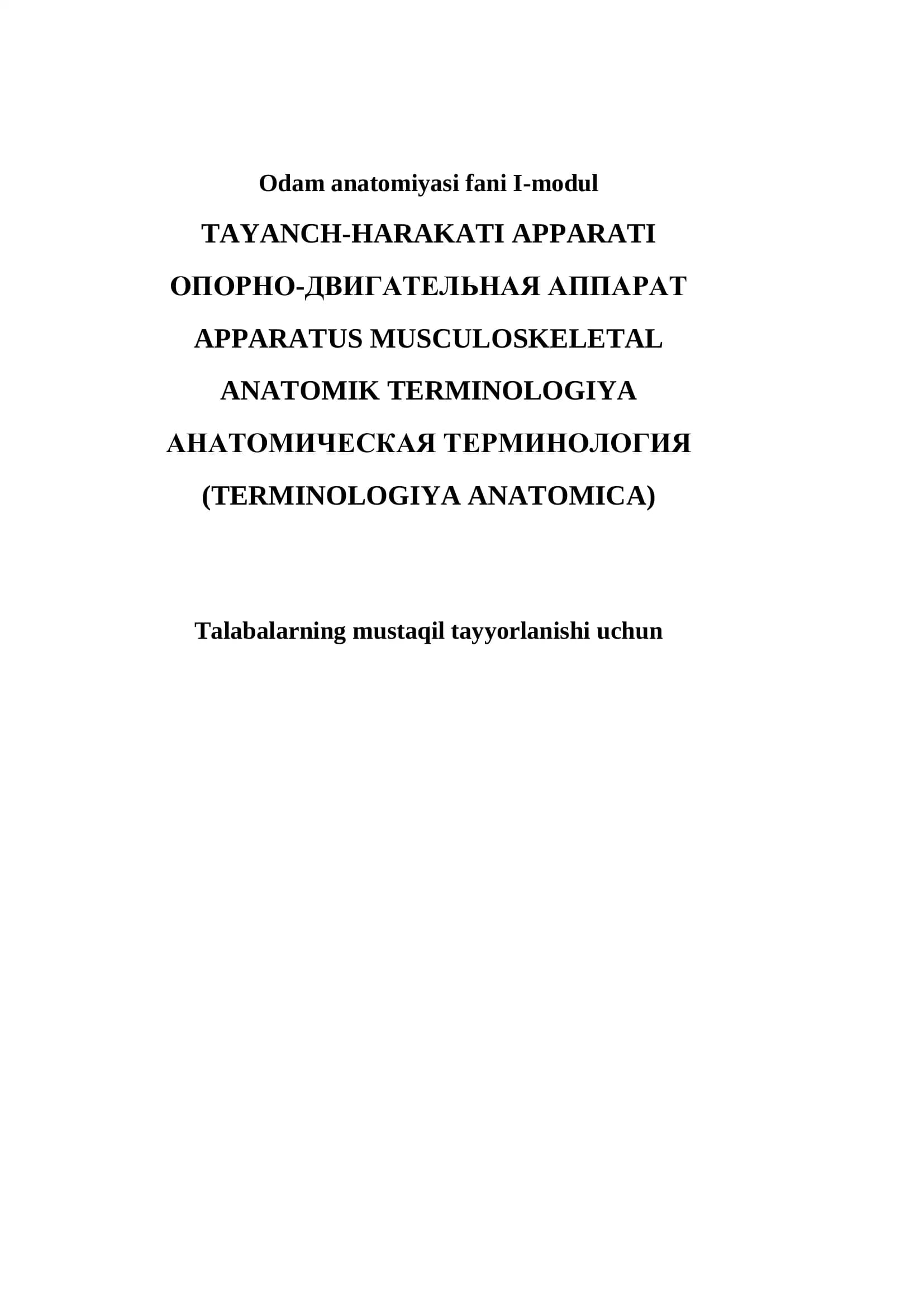 TAYANCH-HARAKATI APPARATI ANATOMIK TERMINOLOGIYA