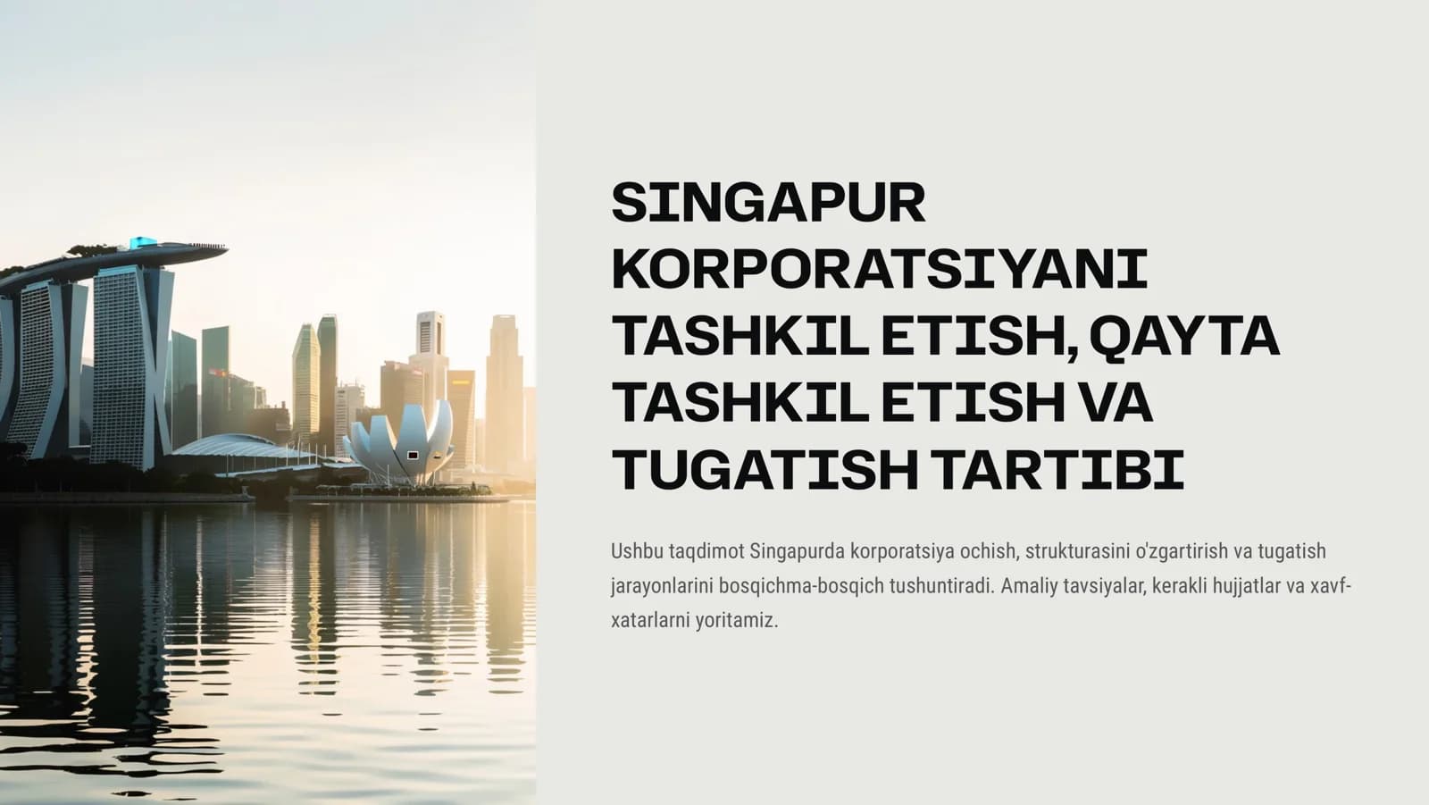 SINGAPUR KORPORATSIYANI TASHKIL ETISH, QAYTA TASHKIL ETISH VA TUGATISH TARTIBI