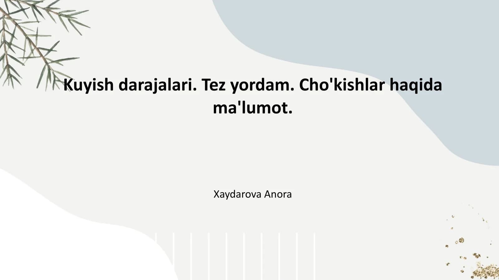 Kuyish darajalari. Tez yordam. Cho'kishlar haqida