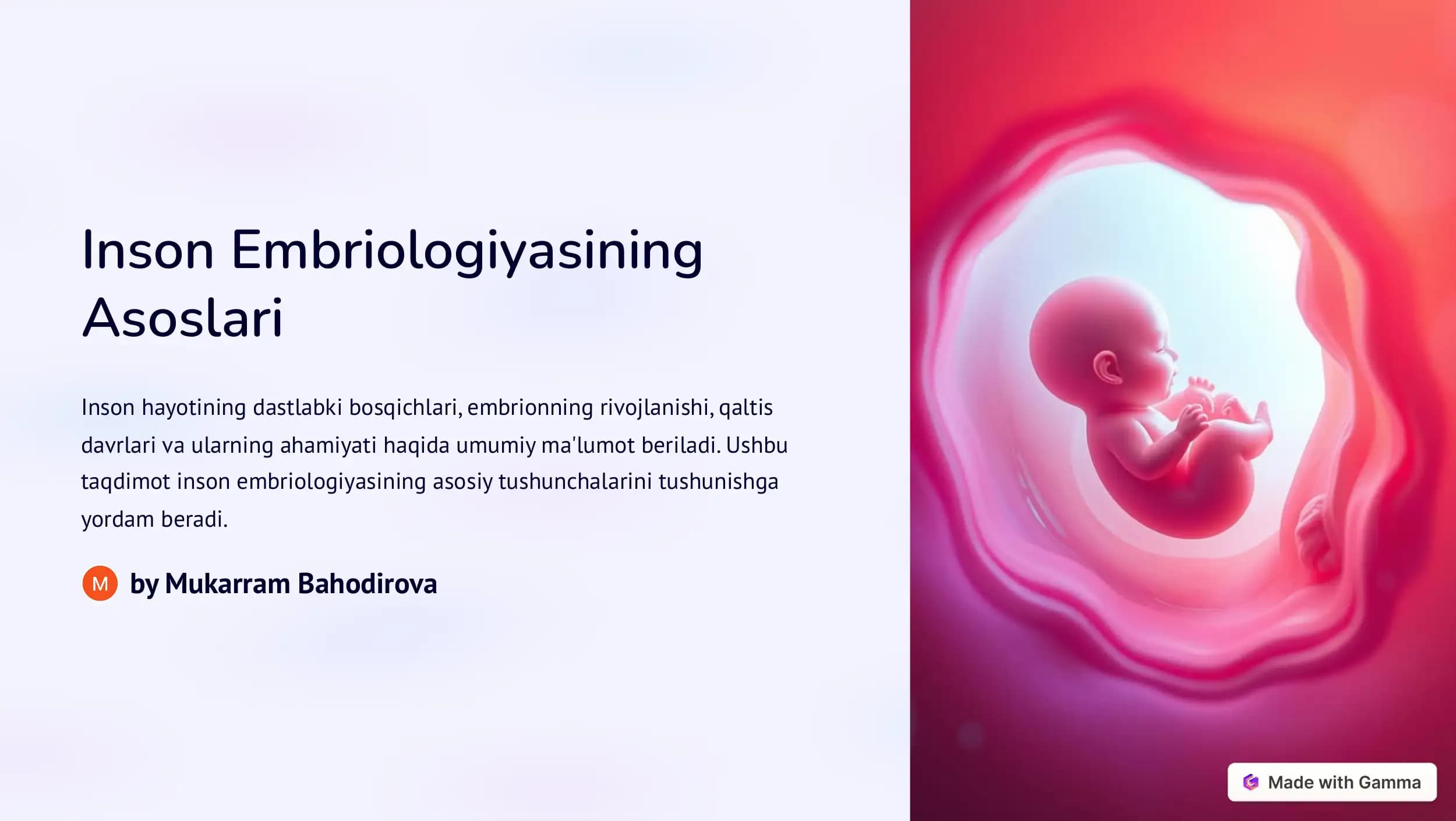 Inson Embriologiyasining Asoslari